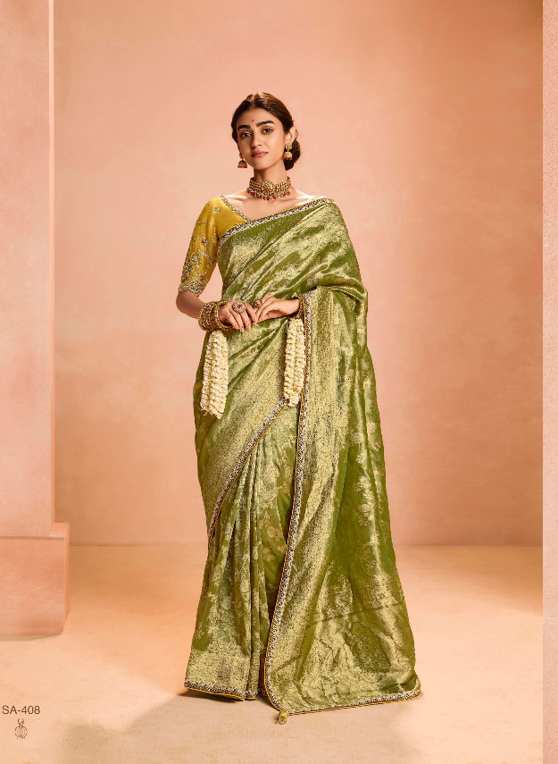 Kimora Utsav Zari Tissue Silk with Embroidery Lace Saree Collection — Wholesale Sarees, Kimora wholesale from Surat - Gallery Image 9