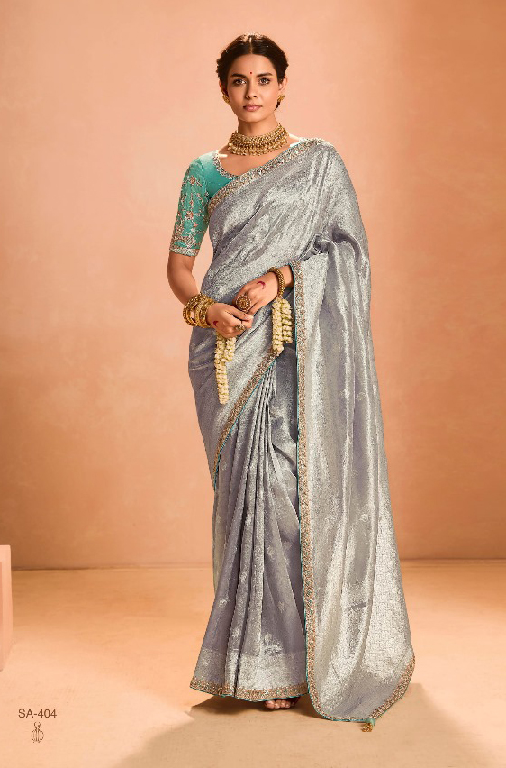 Kimora Utsav Zari Tissue Silk with Embroidery Lace Saree Collection — Wholesale Sarees, Kimora wholesale from Surat - Gallery Image 10