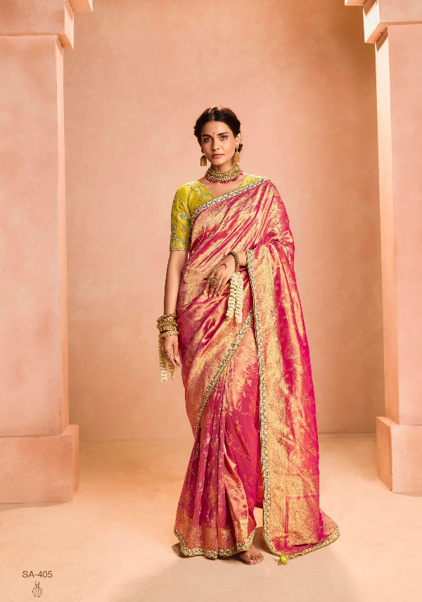 Kimora Utsav Zari Tissue Silk with Embroidery Lace Saree Collection — Wholesale Sarees, Kimora wholesale from Surat - Gallery Image 11