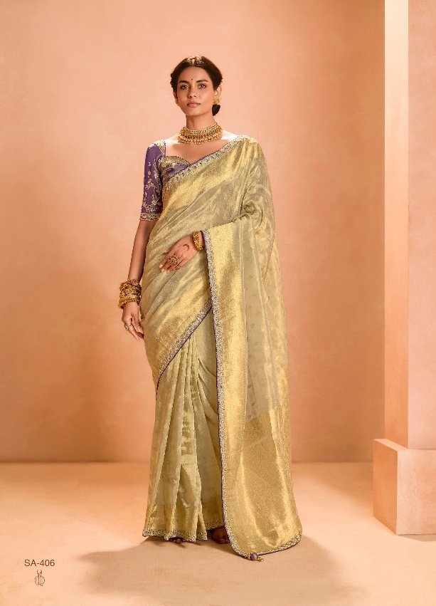 Kimora Utsav Zari Tissue Silk with Embroidery Lace Saree Collection — Wholesale Sarees, Kimora wholesale from Surat - Gallery Image 2