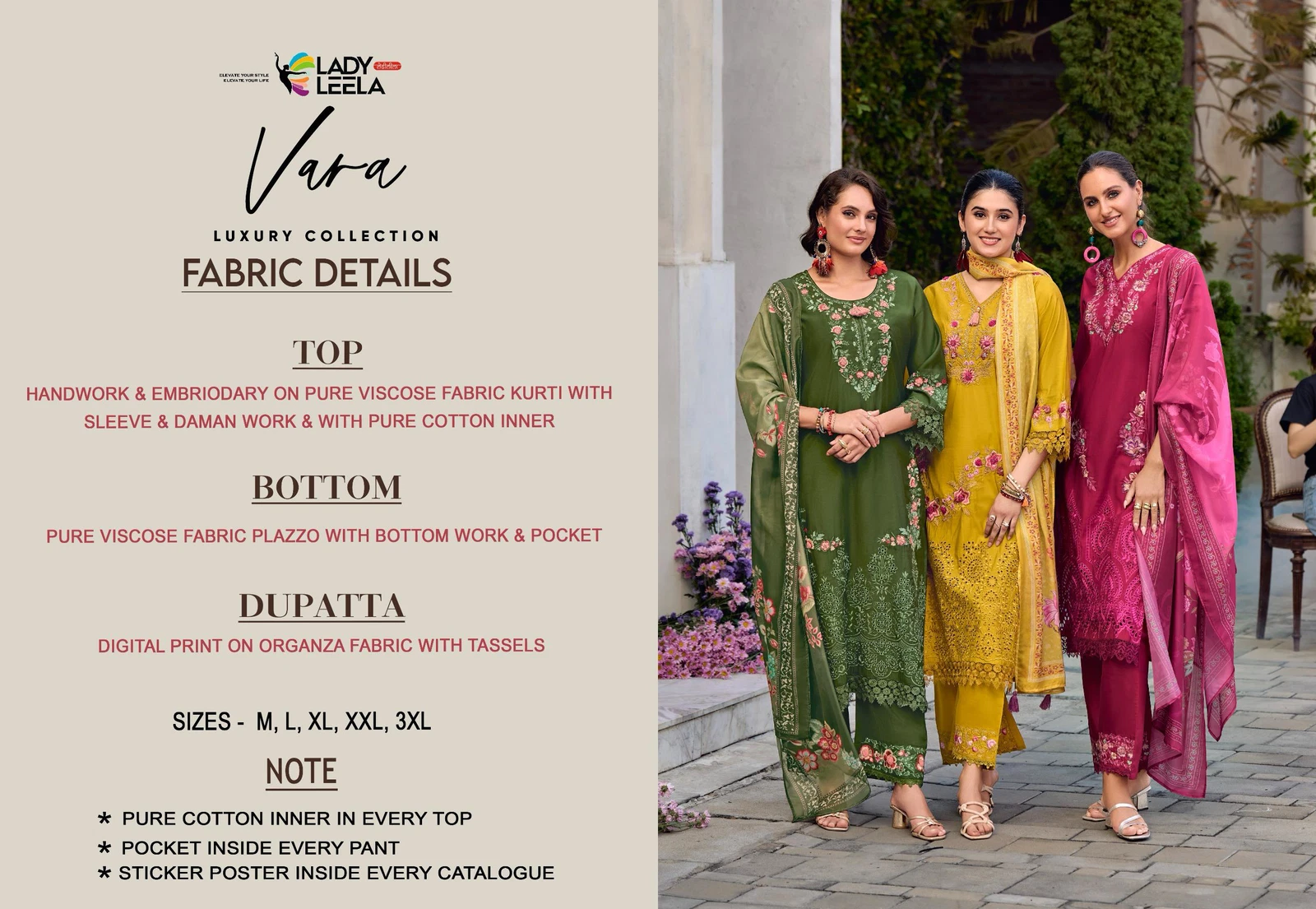 Lady Leela Vara Viscose Embroidered Wholesale Kurti Pant With Dupatta Catalog - Image 9