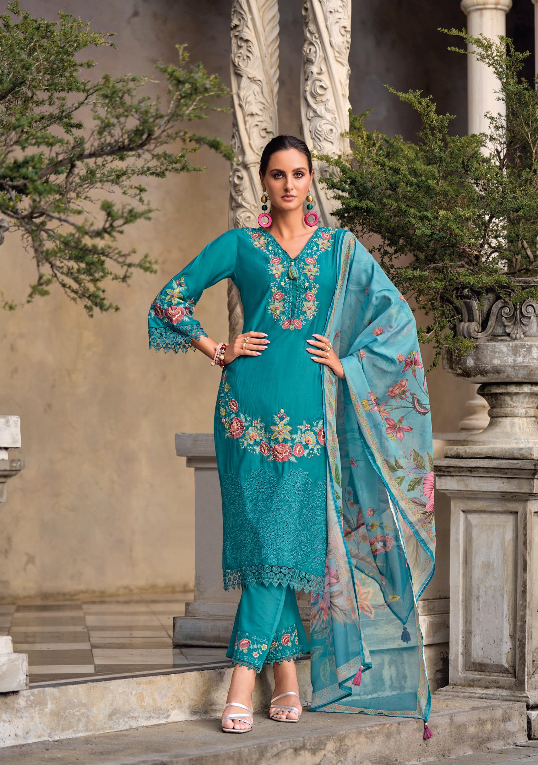 Lady Leela Vara Viscose Embroidered Wholesale Kurti Pant With Dupatta Catalog - Image 2