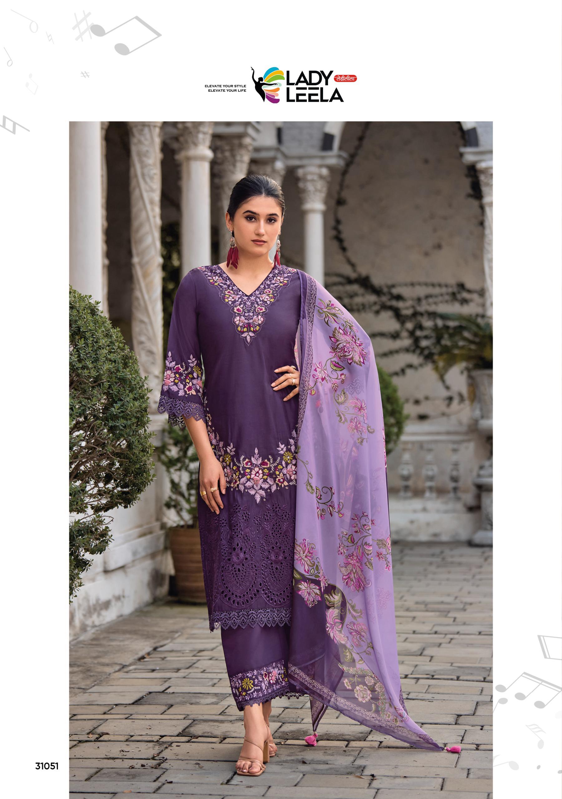 Lady Leela Vara Viscose Embroidered Wholesale Kurti Pant With Dupatta Catalog - Image 3