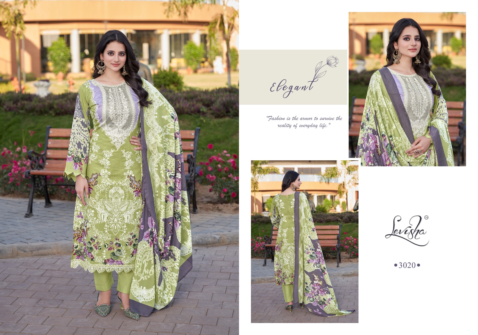 Levisha Anarkali Cambric Lawn Cotton Embroidered Wholesale Pakistani Eid Collection - Image 8