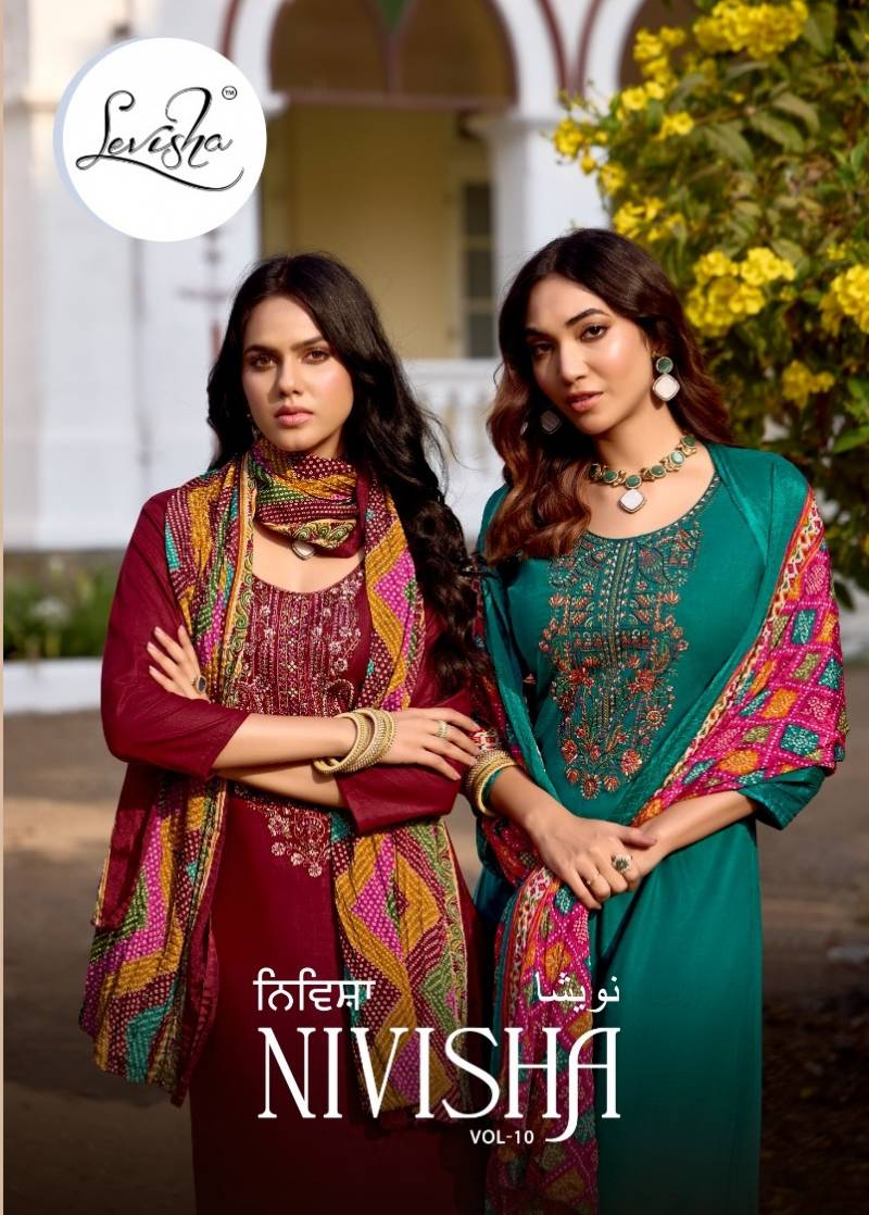 Levisha Nivisha Vol 10 Rayon Embroidered Wholesale Dress Material Collection