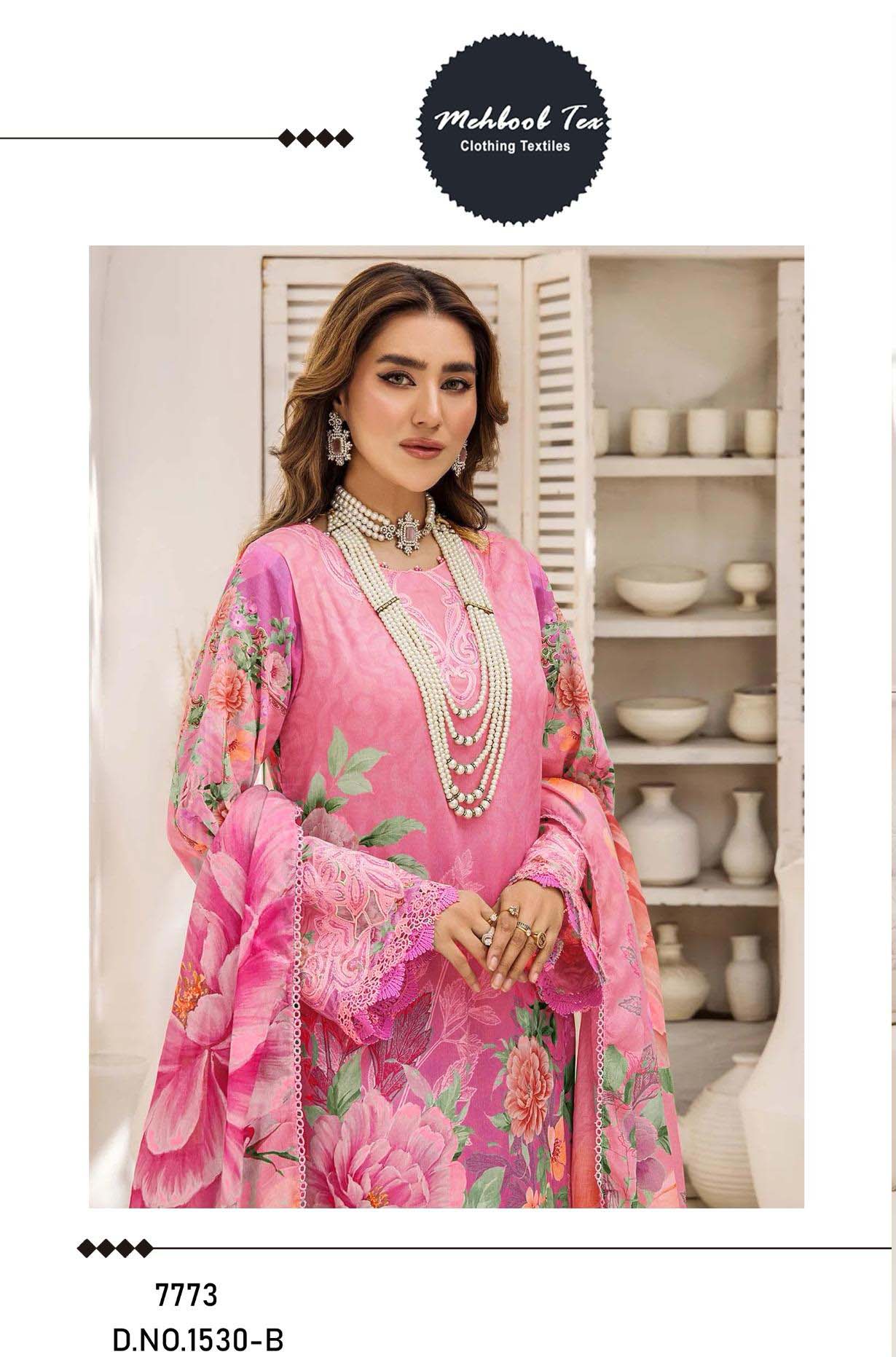 Mehboob Tex 1525 And 1530 B Chiffon Dupatta Wholesale Pakistani Salwar Suits Collection