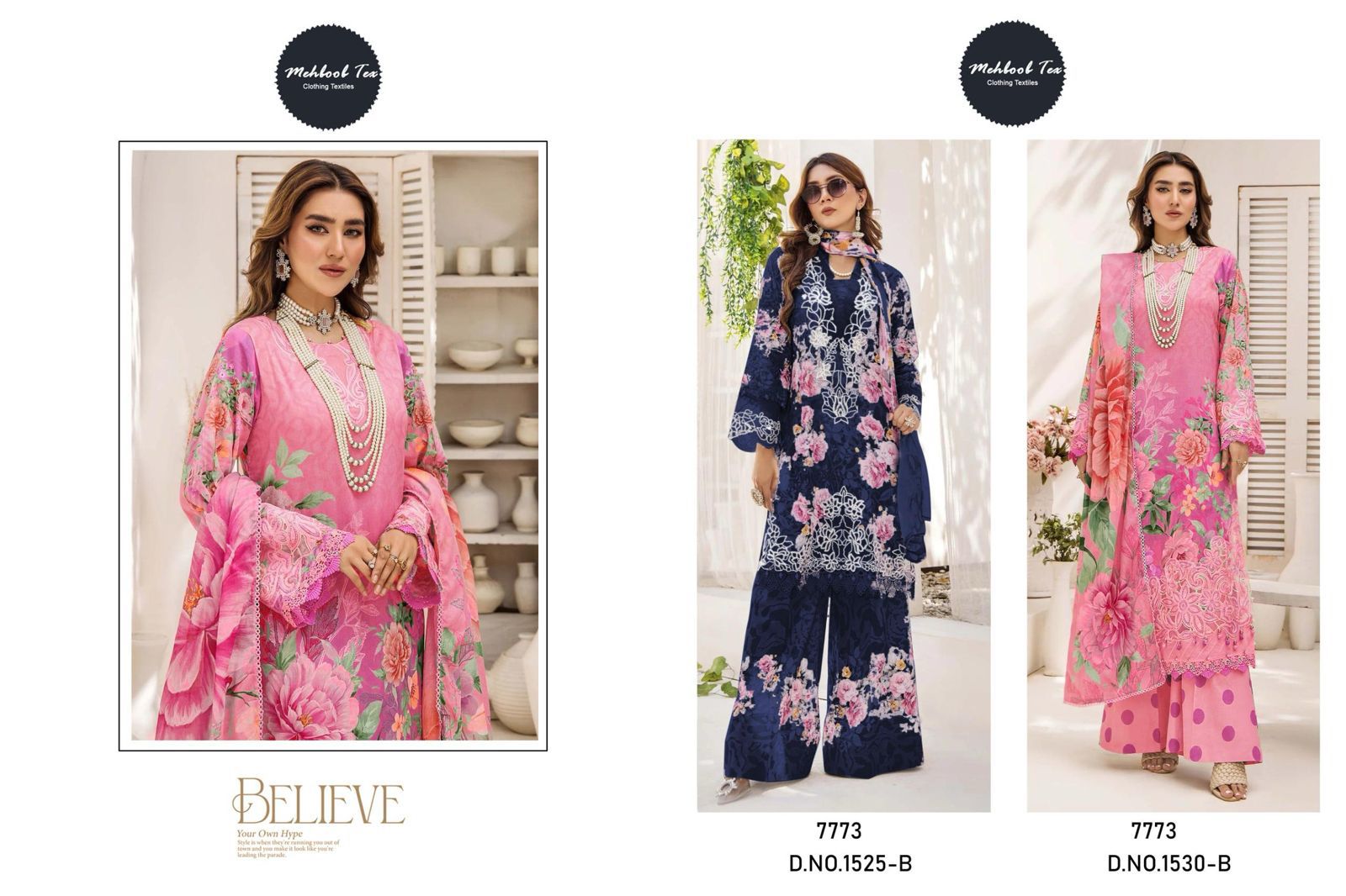 Mehboob Tex 1525 And 1530 B Cotton Dupatta Wholesale Pakistani Salwar Suits Collection - Image 4