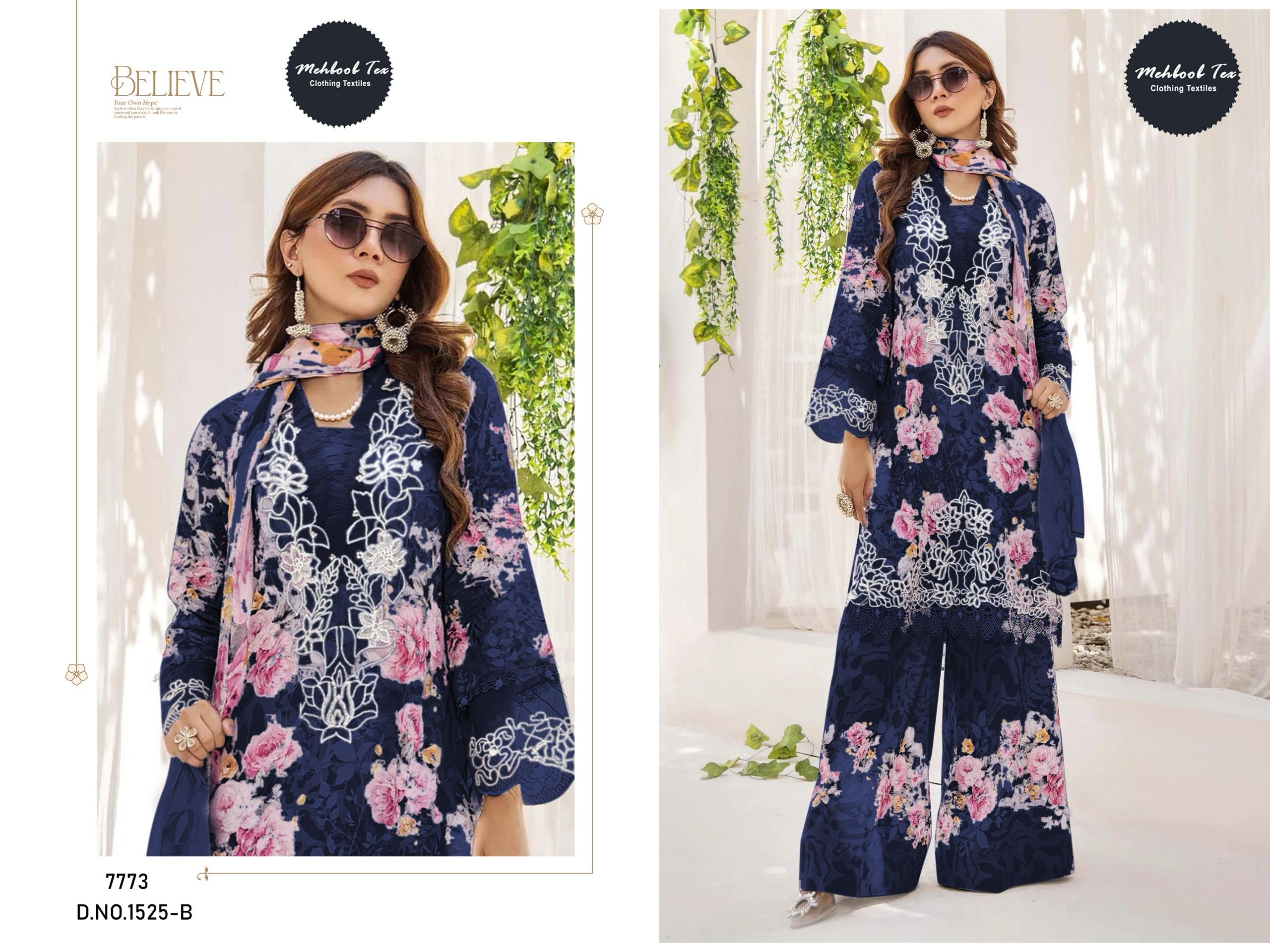 Mehboob Tex 1525 And 1530 B Cotton Dupatta Wholesale Pakistani Salwar Suits Collection - Image 2