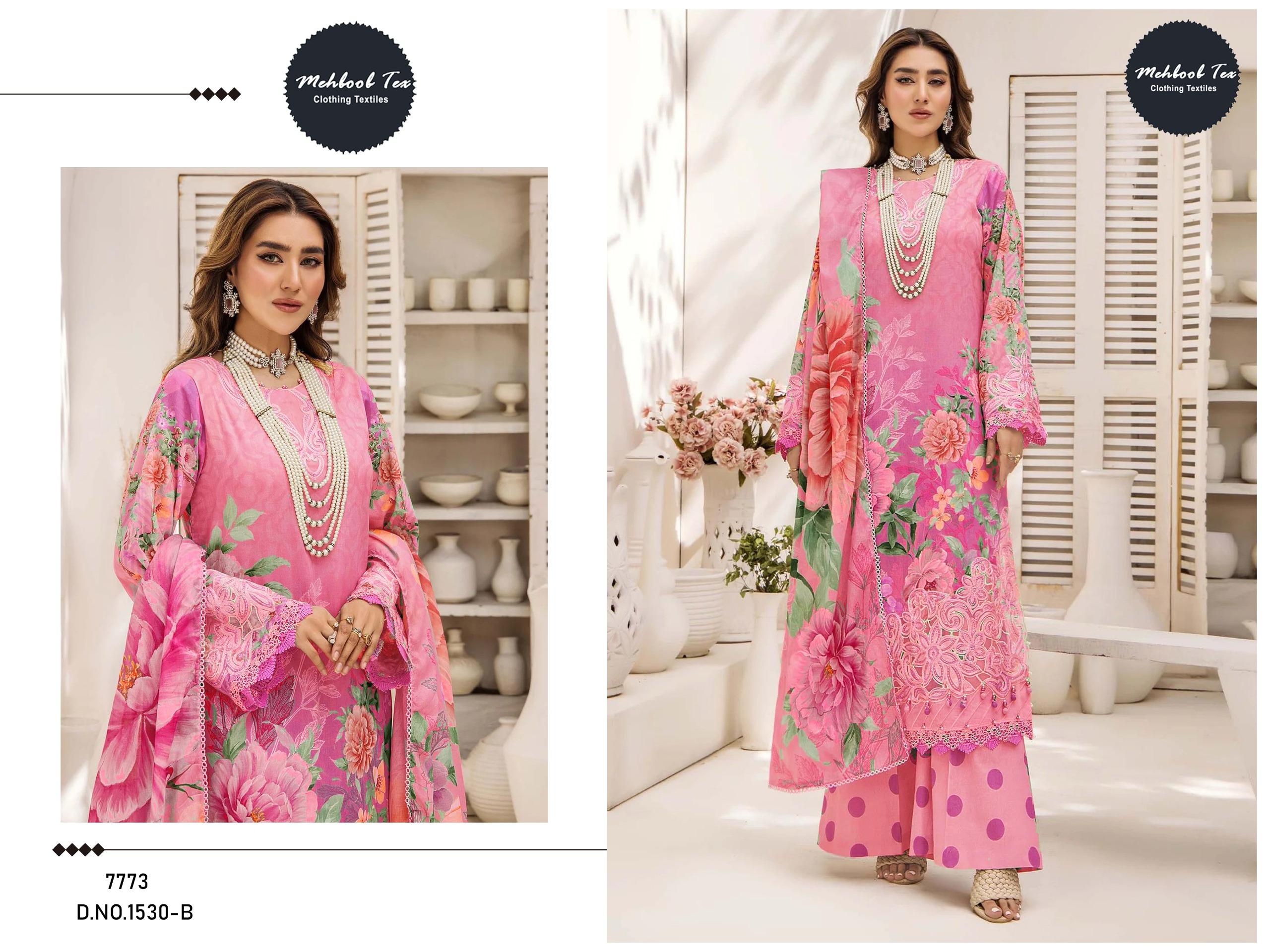 Mehboob Tex 1525 And 1530 B Cotton Dupatta Wholesale Pakistani Salwar Suits Collection - Image 3