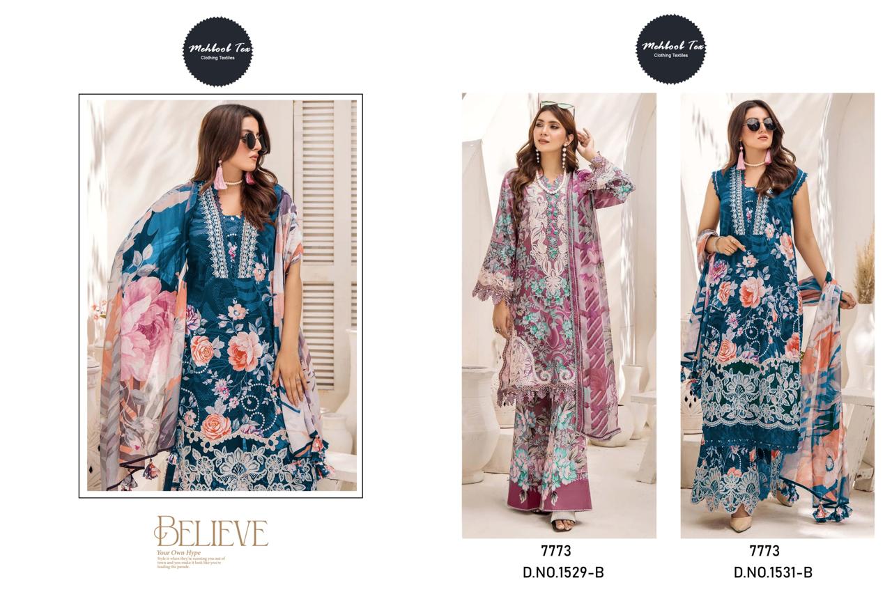 Mehboob Tex 1529 And 1531 Chiffon Dupatta Wholesale Pakistani Salwar Kameez Catalog - Image 4