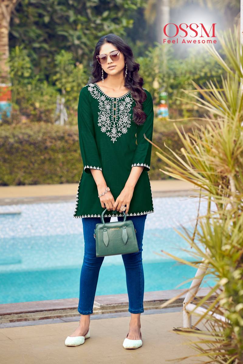 Ossm Nora Vol 6 Rayon Slub Embroidered Wholesale Short Tops Collection - Image 3