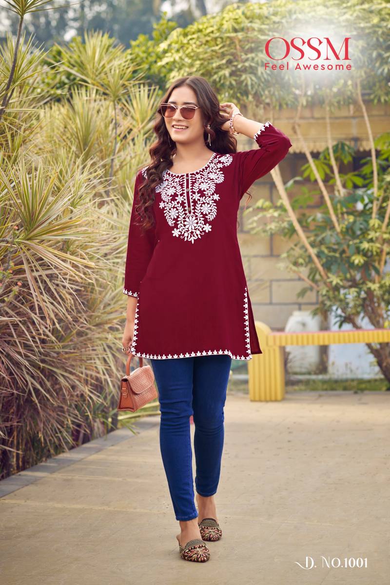 Ossm Nora Vol 6 Rayon Slub Embroidered Wholesale Short Tops Collection - Image 4