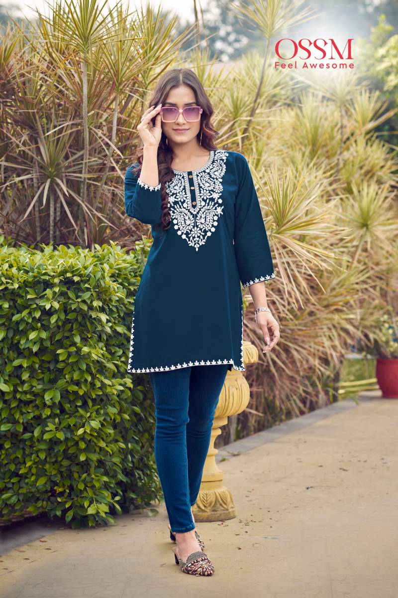 Ossm Nora Vol 6 Rayon Slub Embroidered Wholesale Short Tops Collection - Image 5