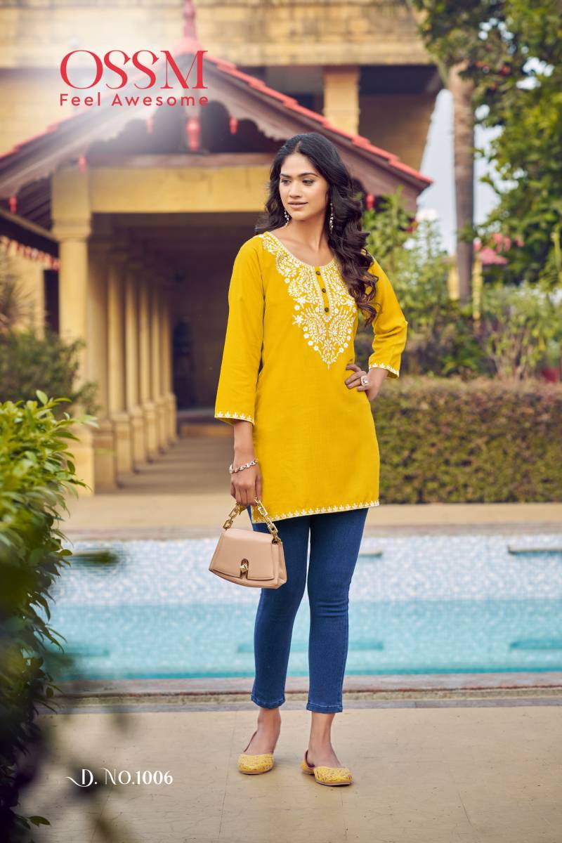 Ossm Nora Vol 6 Rayon Slub Embroidered Wholesale Short Tops Collection - Image 6