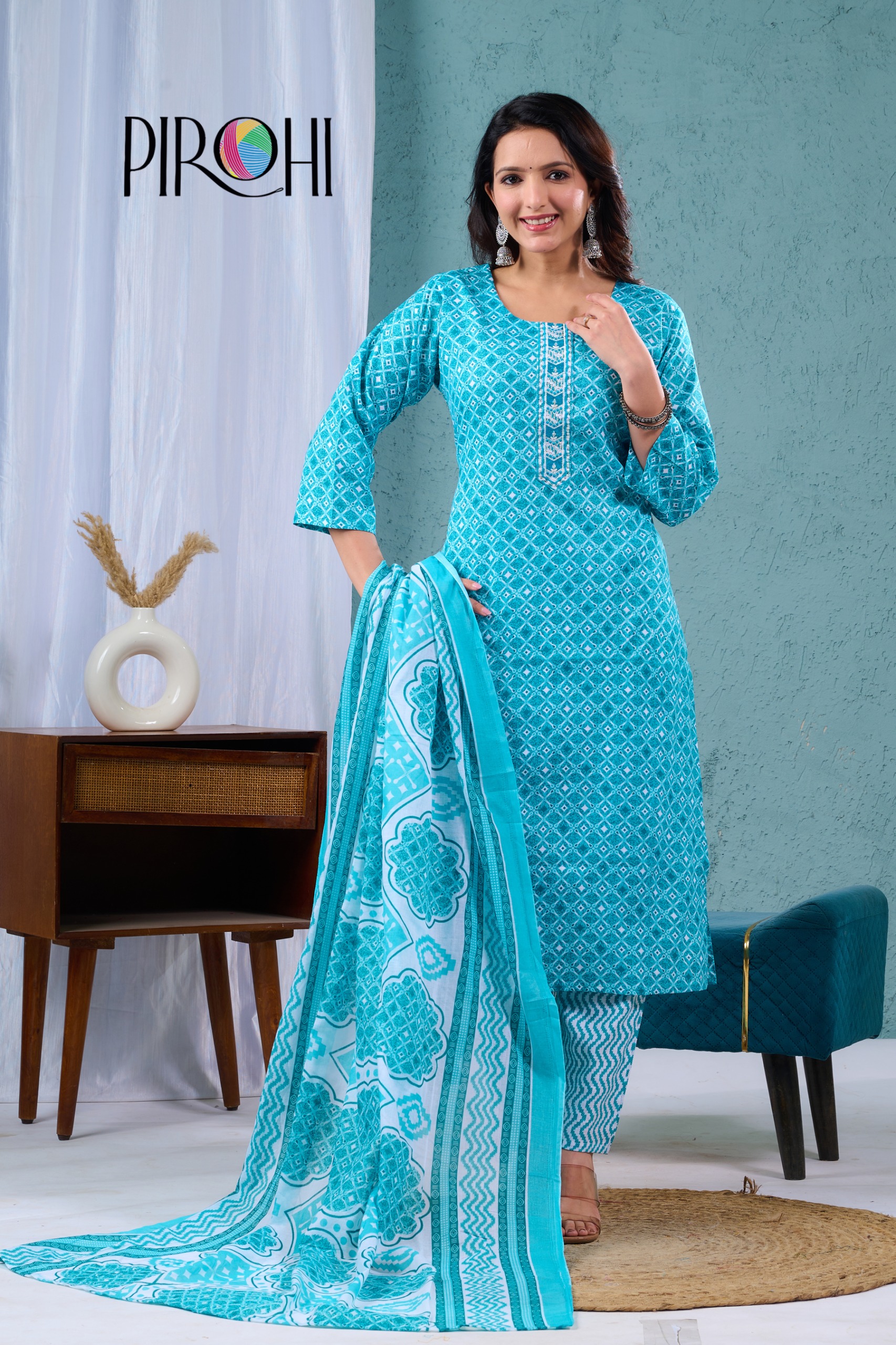 Cotton Printed Wholesale Kurti Bottom With Dupatta