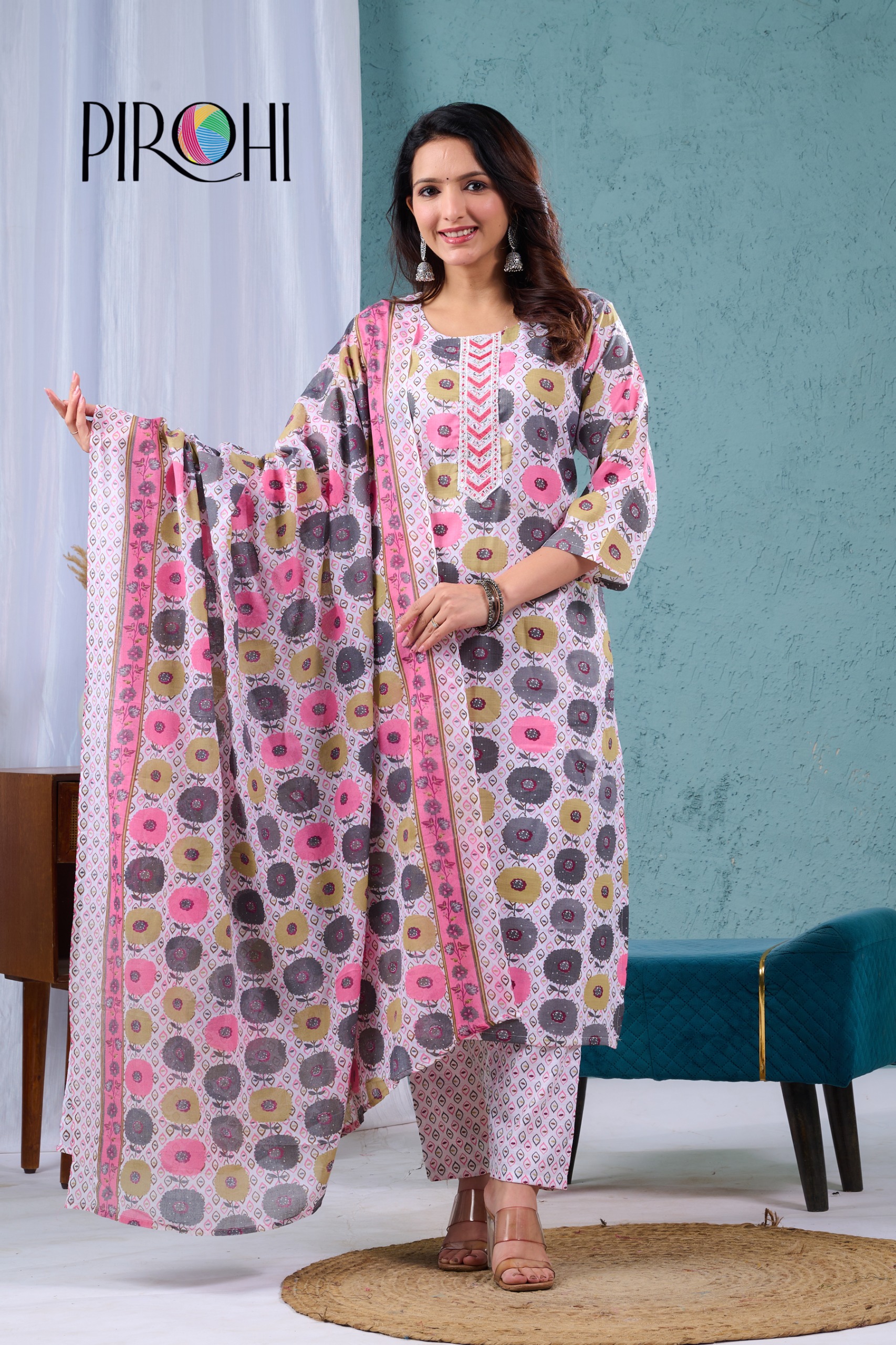 Pirohi Meera Cotton Printed Wholesale Kurti Bottom With Dupatta Catalog - Image 4