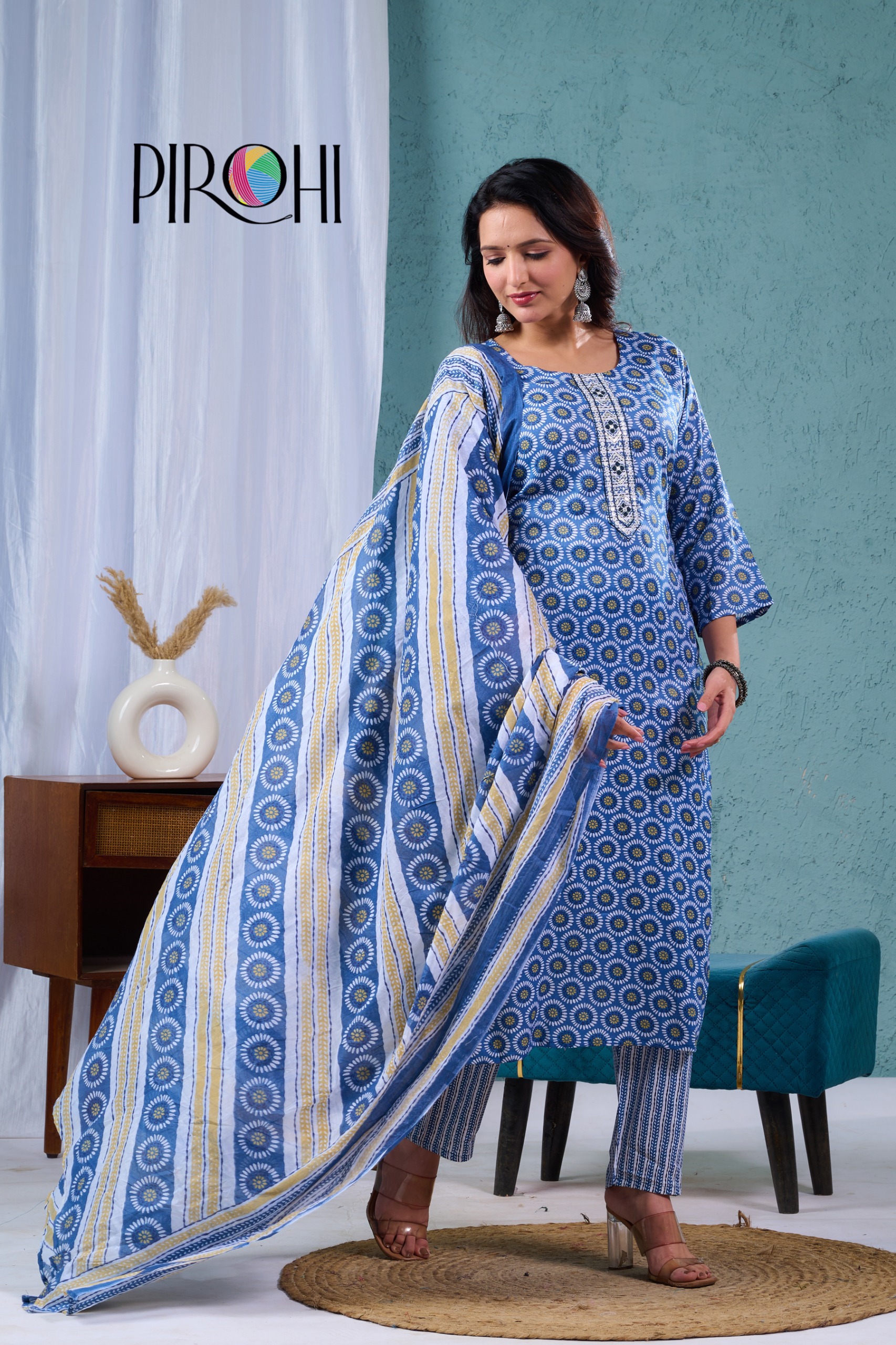 Pirohi Meera Cotton Printed Wholesale Kurti Bottom With Dupatta Catalog - Image 6