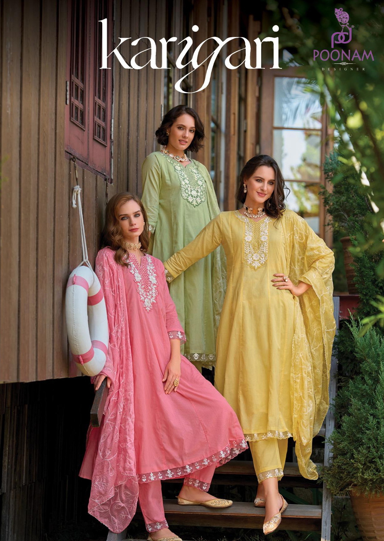 Poonam Designer Karigari Cotton Anarkali Gown Set - Wholesale