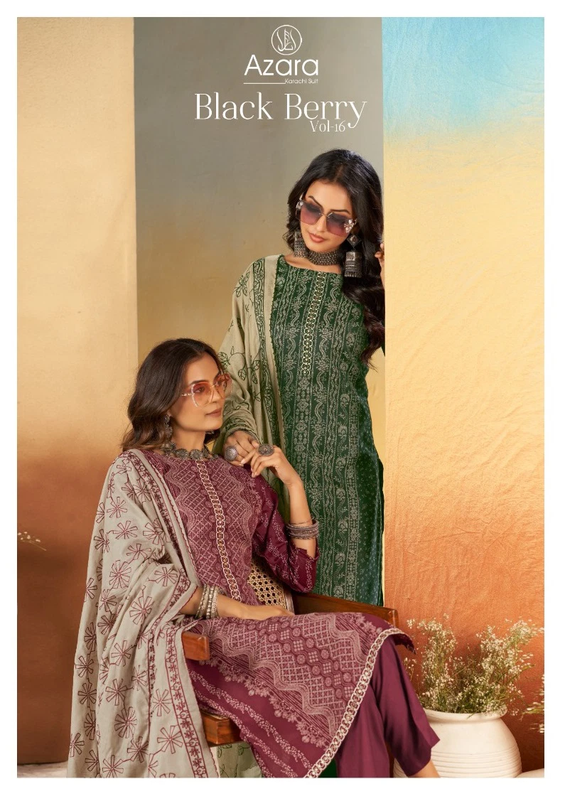 Radhika Azara Black Berry Vol 16 Cotton Wholesale Dress Material Collection