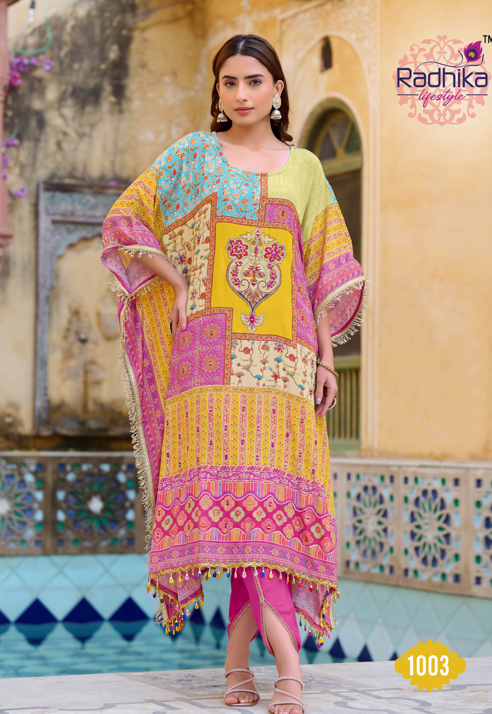 Radhika Noor Vol 1 Pure Crepe with Handwork & Tulip Pants Kaftan Wholesale Collection