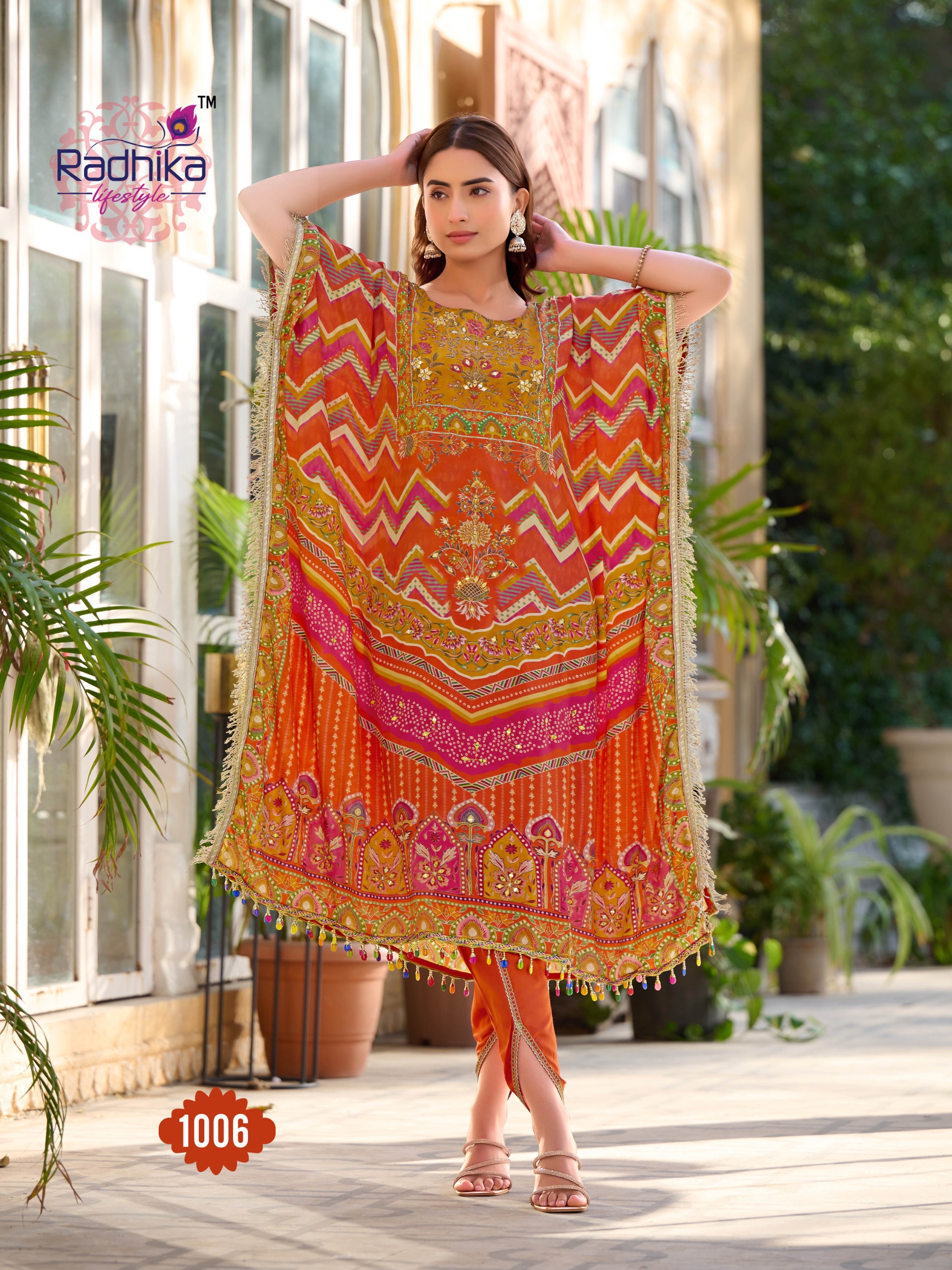 Radhika Noor Vol 1 Pure Crepe with Handwork & Tulip Pants Kaftan Wholesale Collection - Image 6