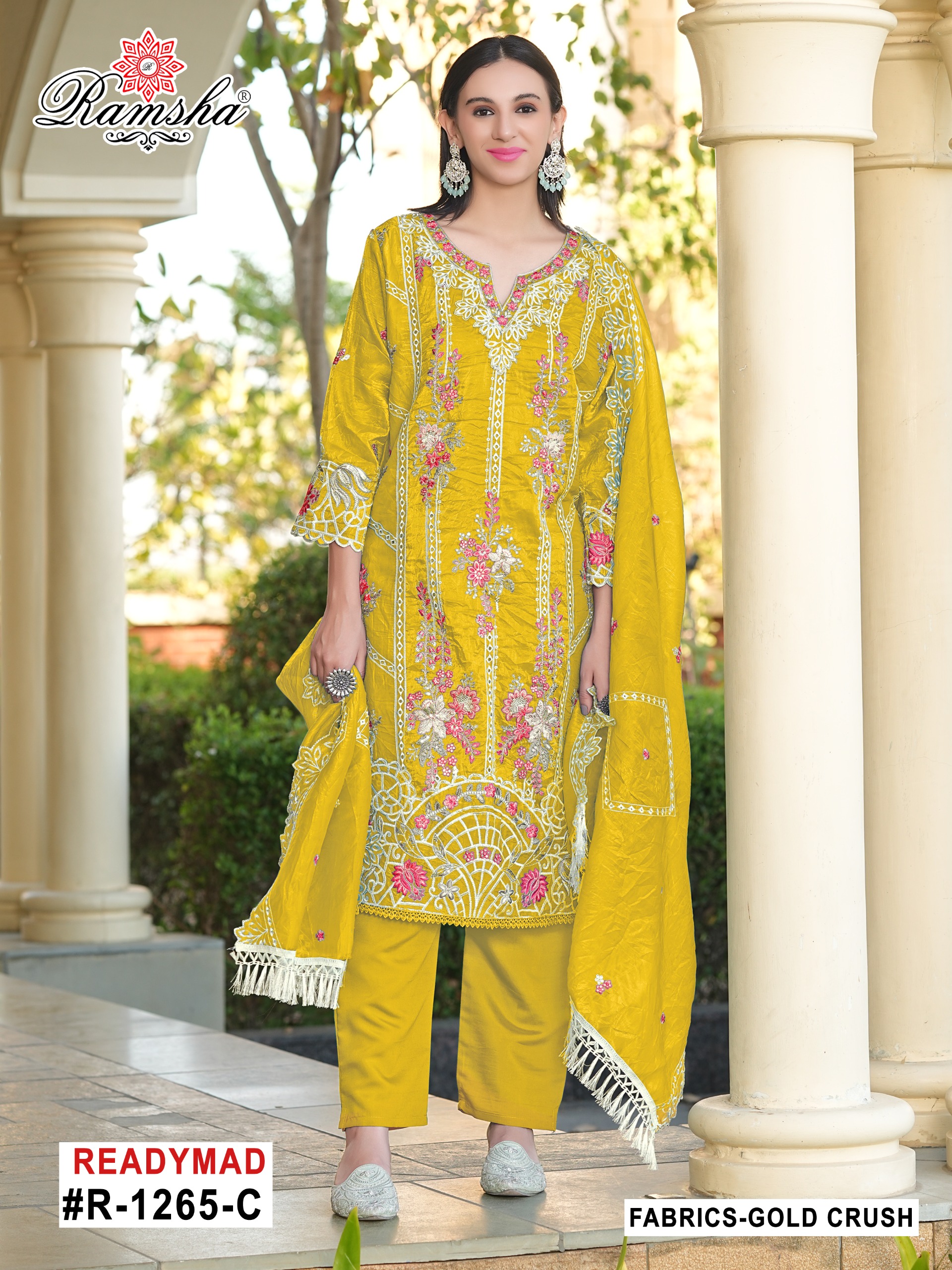 Ramsha R-1265 Nx Gold Crush Wholesale Pakistani Readymade Suit Collection - Image 2