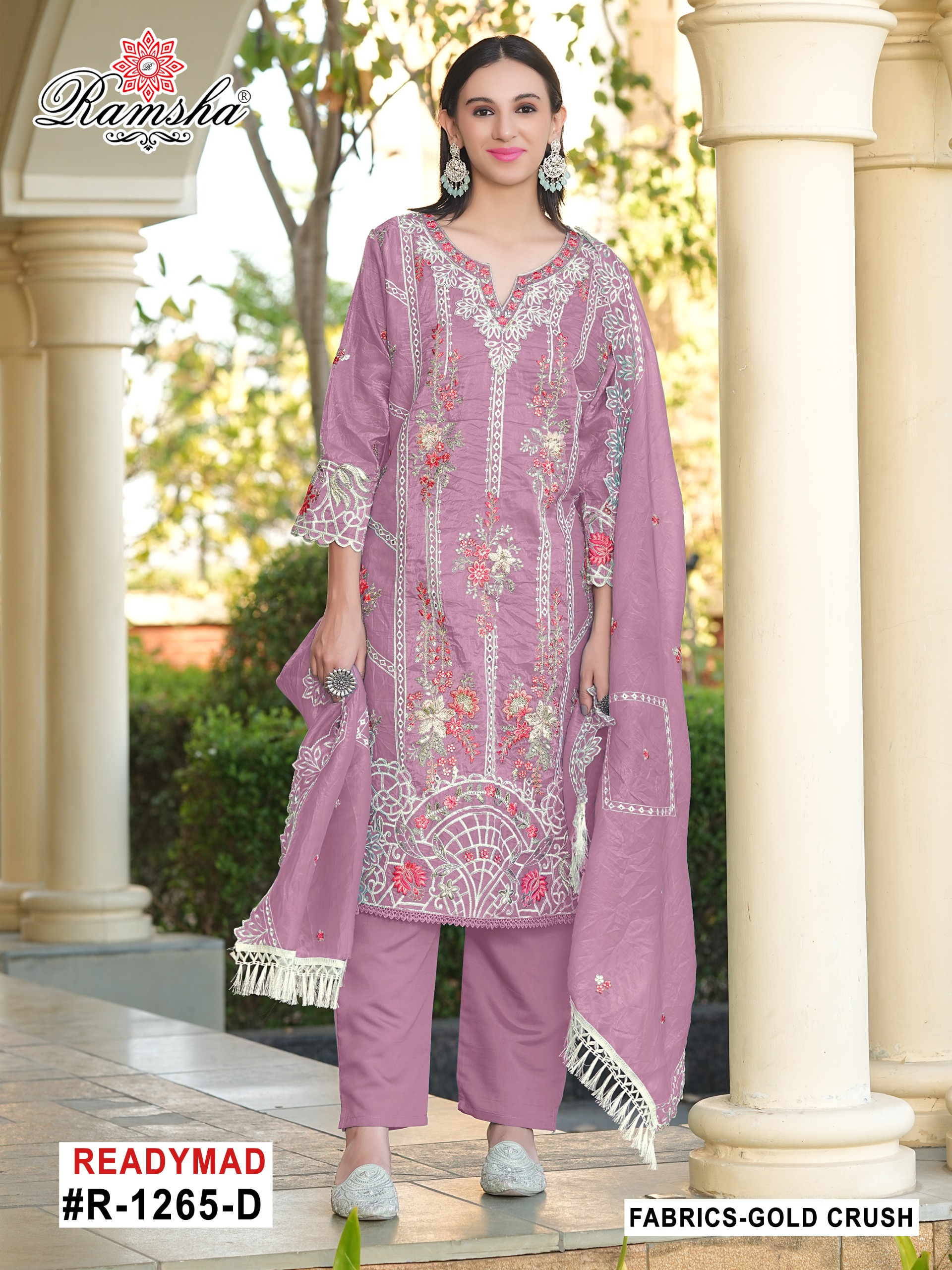 Ramsha R-1265 Nx Gold Crush Wholesale Pakistani Readymade Suit Collection - Image 3