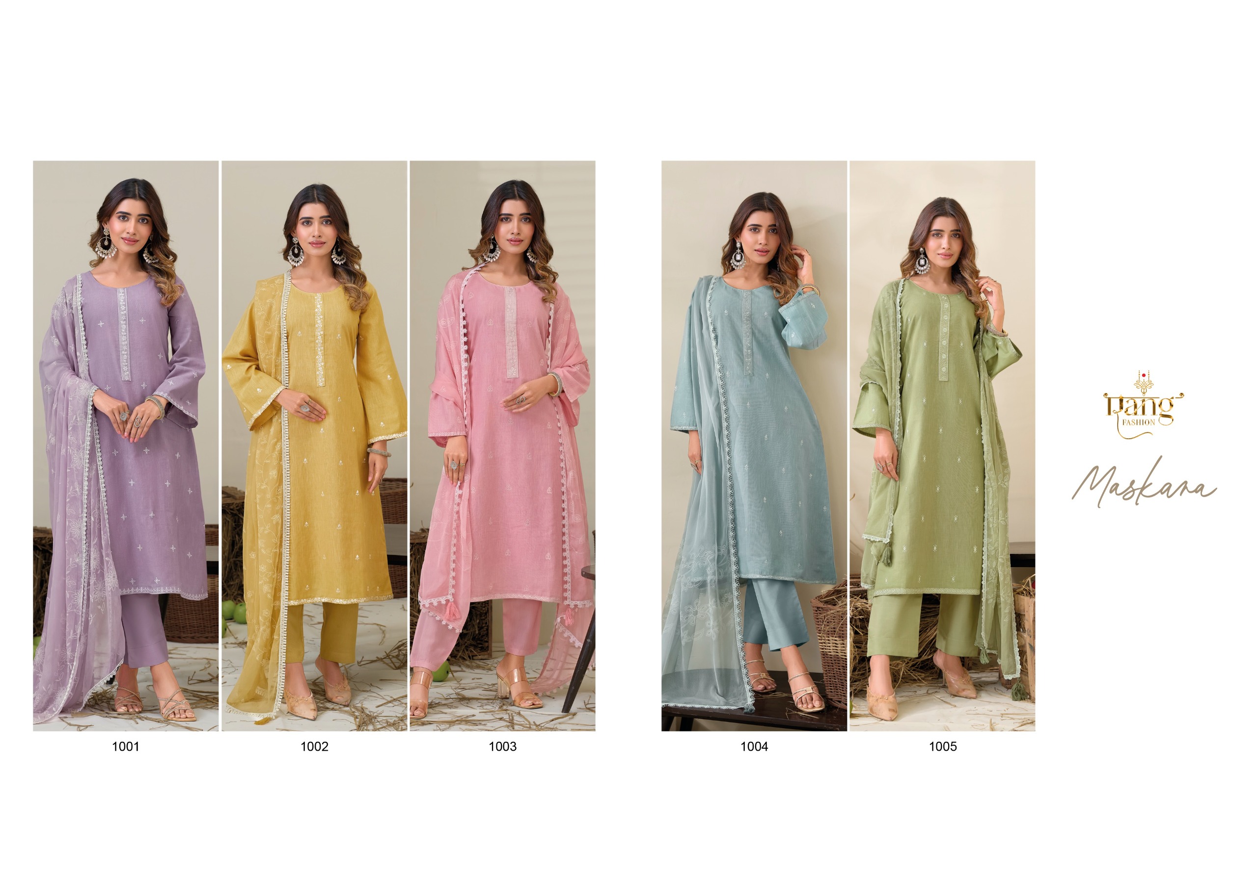 Rang Fashion Maskara Embroidered Viscose Linen With Chiffon Dupatta Salwar Suit Wholesale - Image 7