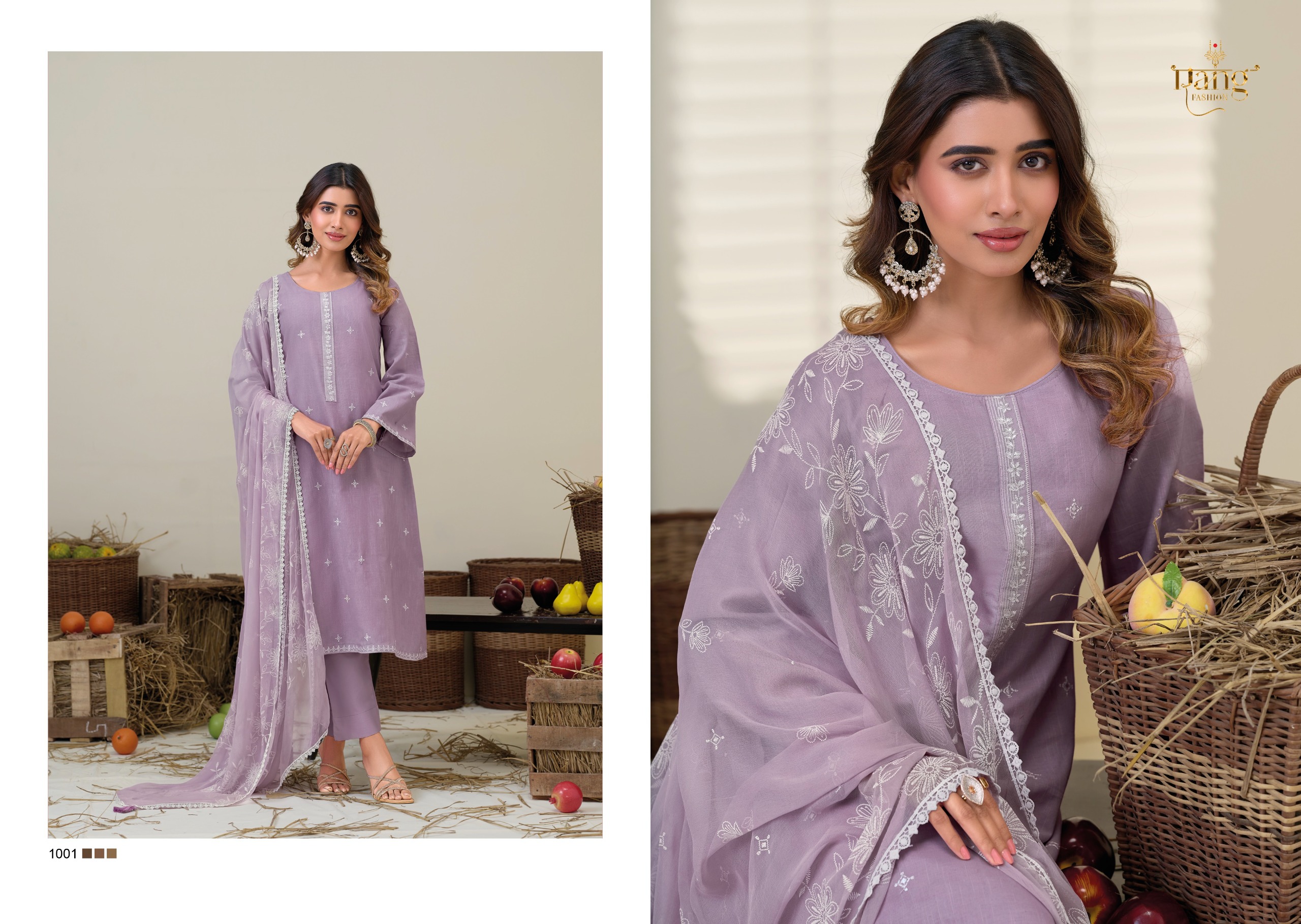 Rang Fashion Maskara Embroidered Viscose Linen With Chiffon Dupatta Salwar Suit Wholesale - Image 4