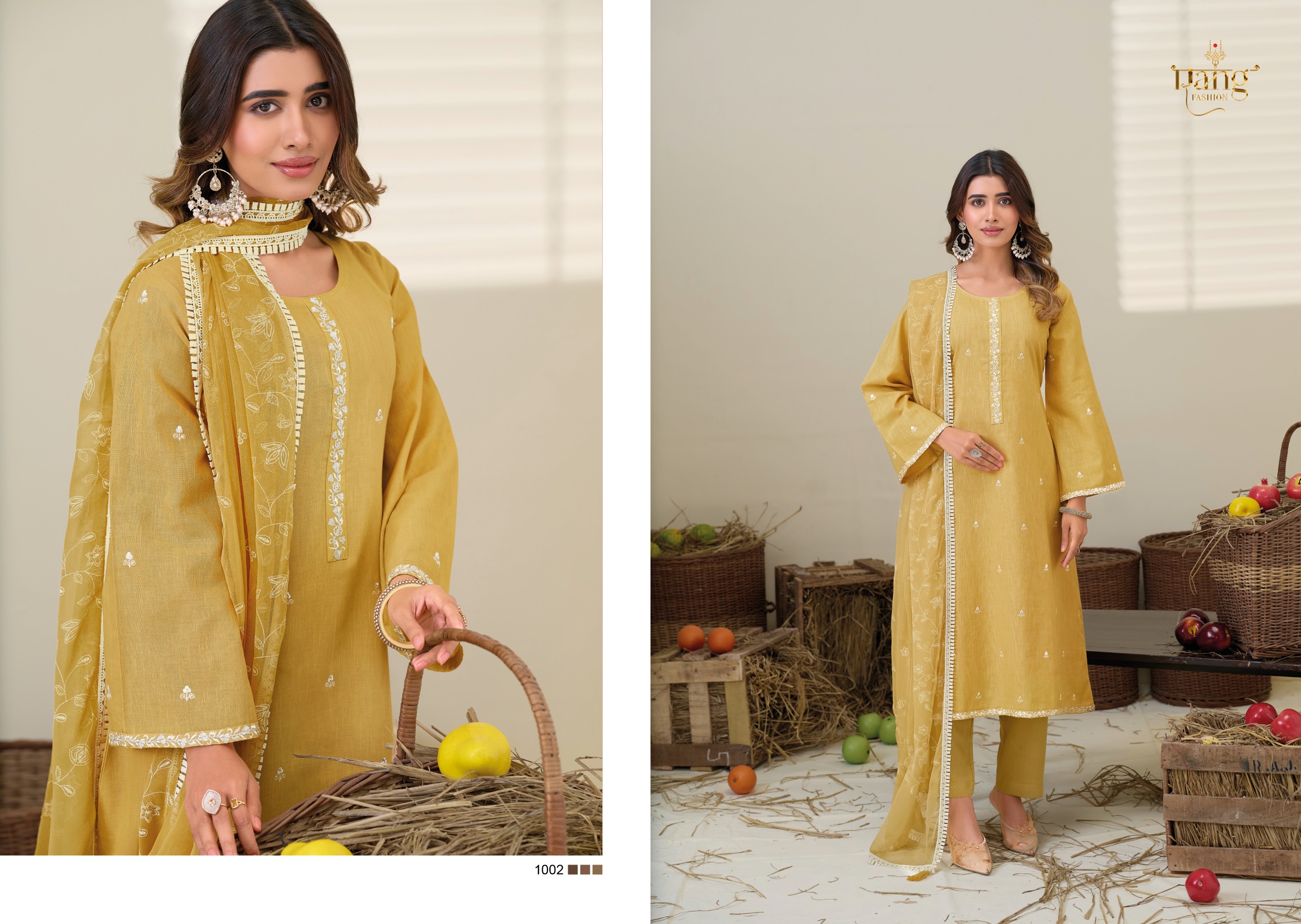 Rang Fashion Maskara Embroidered Viscose Linen With Chiffon Dupatta Salwar Suit Wholesale - Image 5