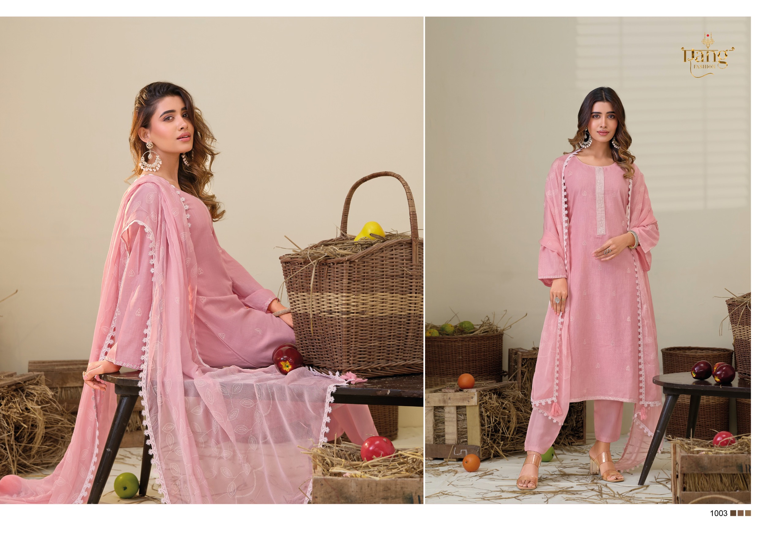 Rang Fashion Maskara Embroidered Viscose Linen With Chiffon Dupatta Salwar Suit Wholesale - Image 6