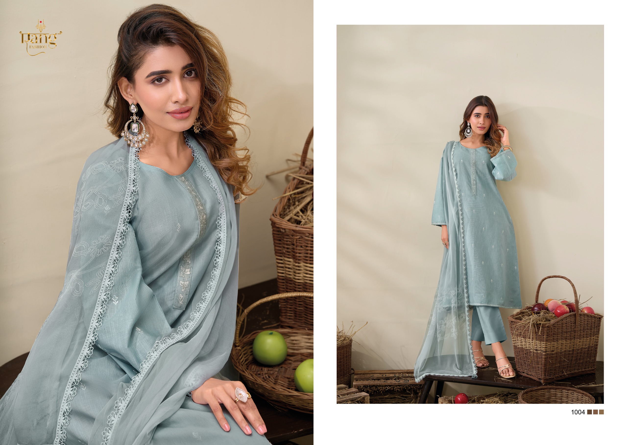 Rang Fashion Maskara Embroidered Viscose Linen With Chiffon Dupatta Salwar Suit Wholesale - Image 2