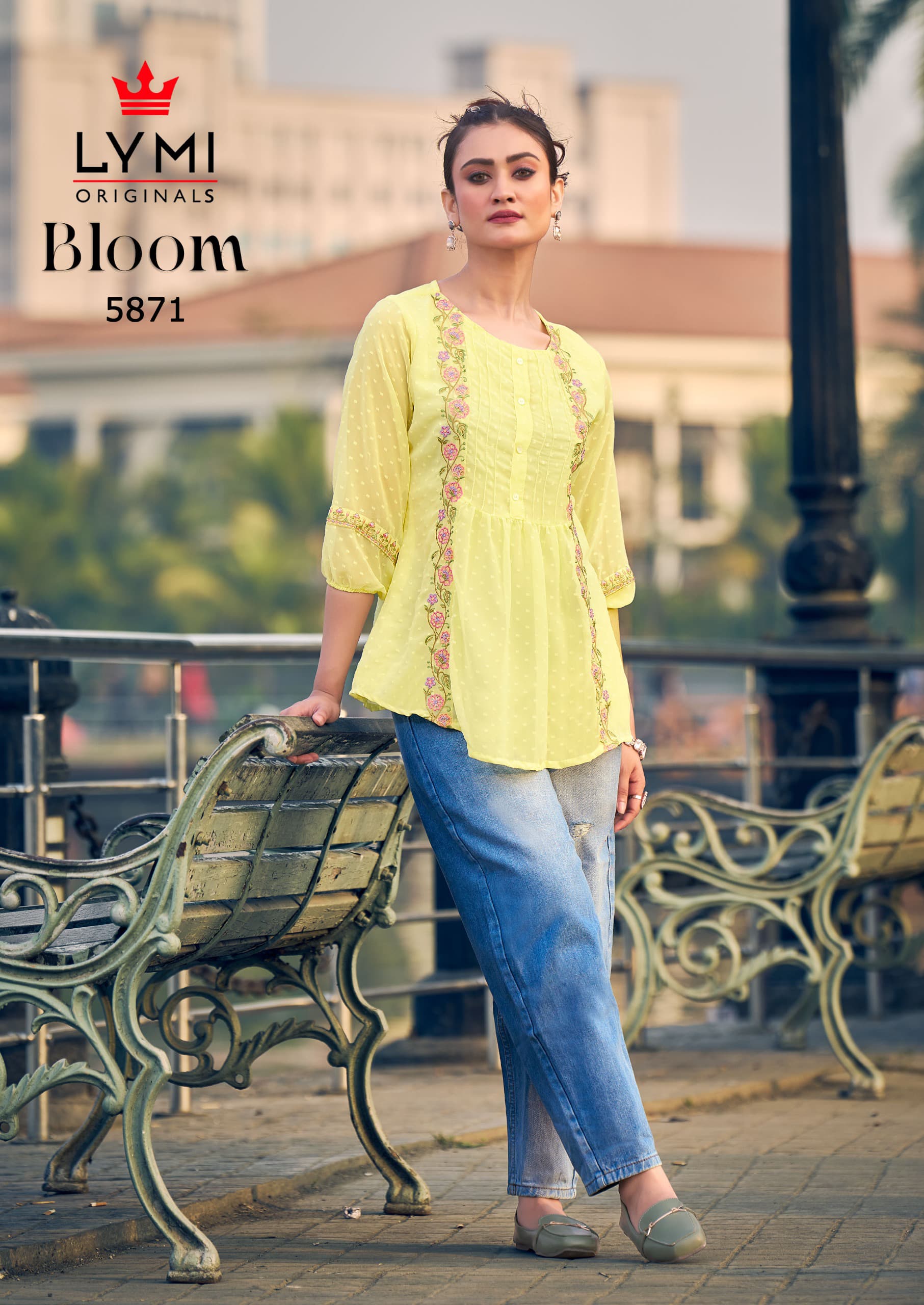 Rangoon Bloom Georgette Fancy Short Top Wholesale Catalog