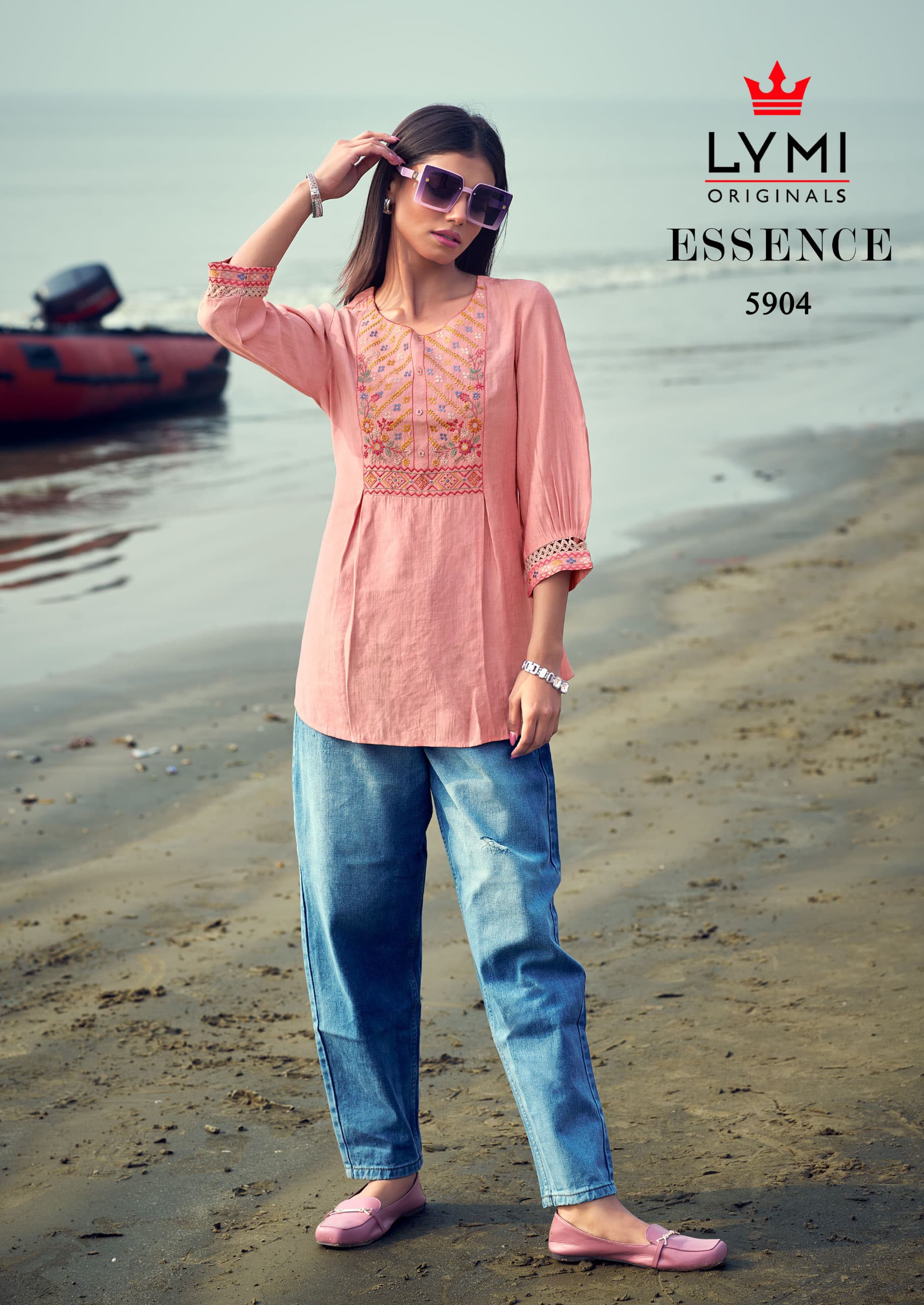 Rangoon Essence Viscose Fancy Work Short Top Collection.