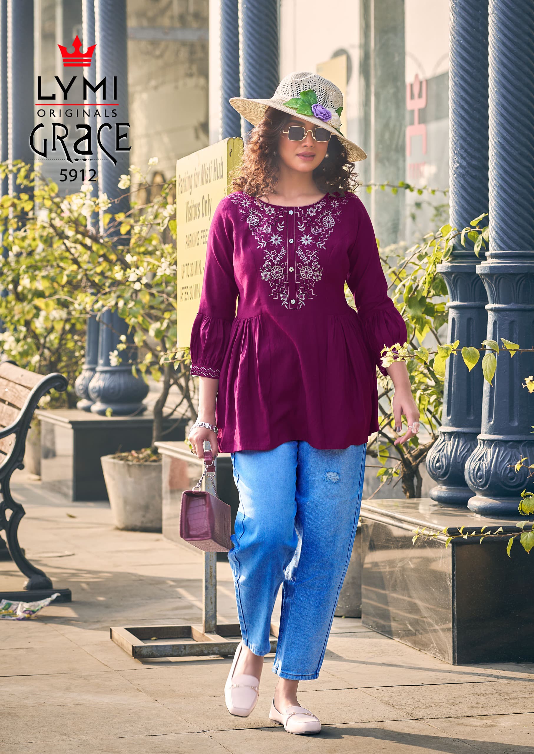 Rangoon Grace Elegant Viscose with Border Work Short Tops Wholesale Catalog - Image 3