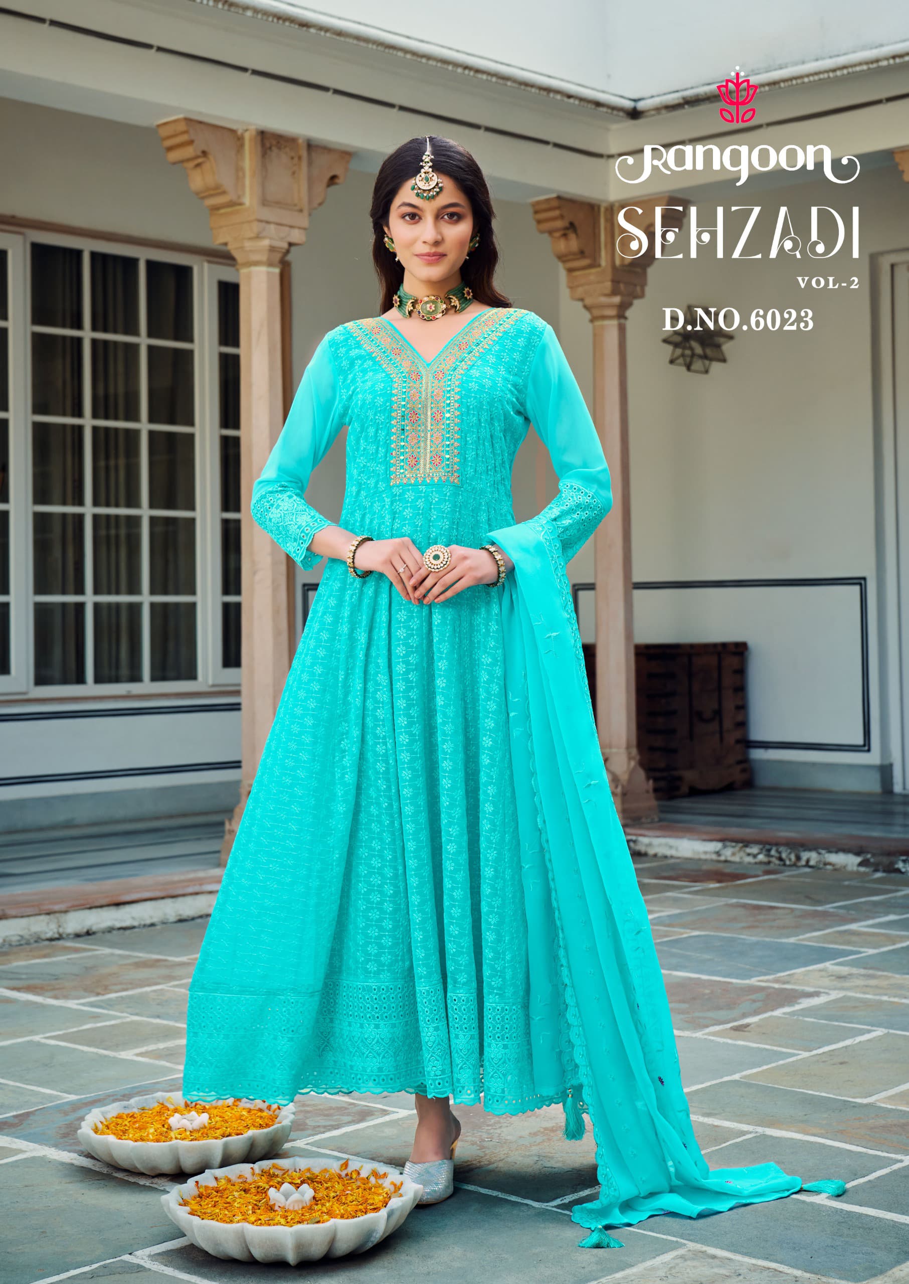 Rangoon Sehzadi Vol 2 Sifli Georgette Embroidered Anarkali Suit with Dupatta Wholesale - Image 4
