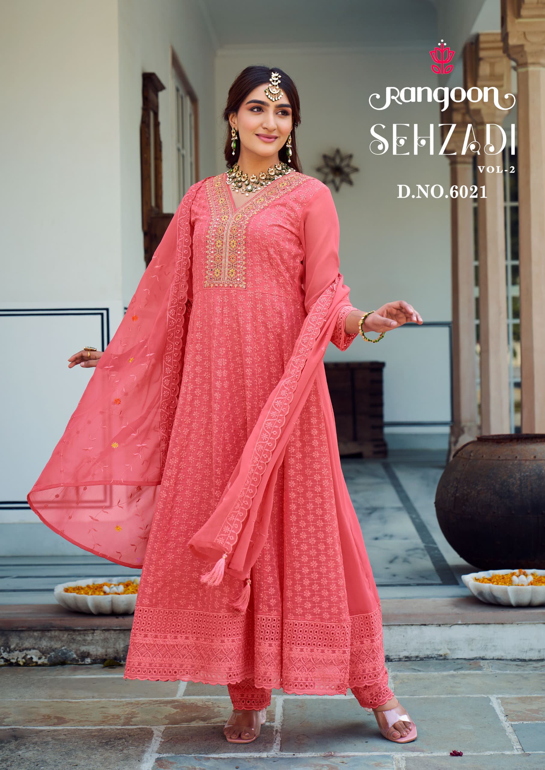 Rangoon Sehzadi Vol 2 Sifli Georgette Embroidered Anarkali Suit with Dupatta Wholesale - Image 2