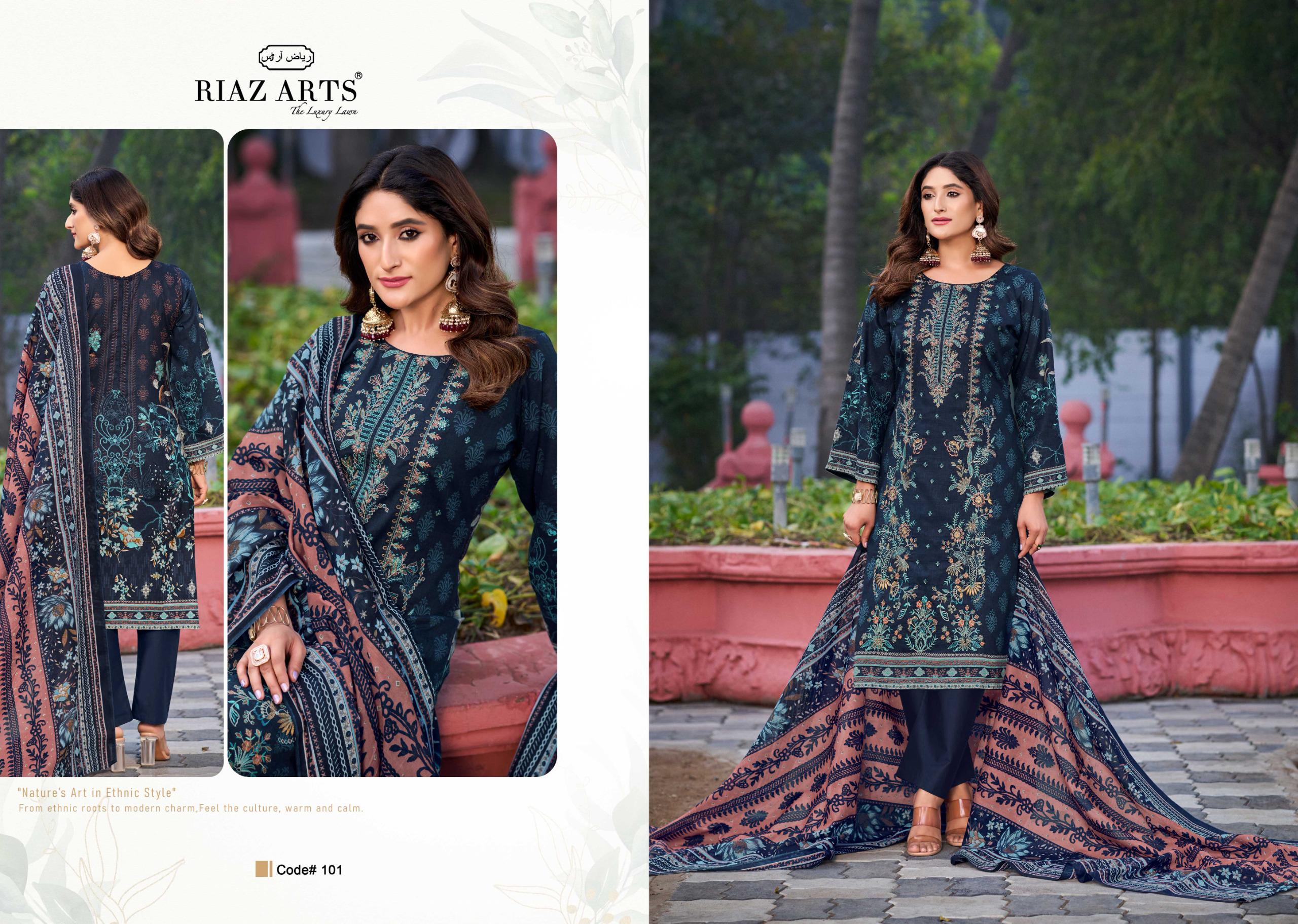 Riaz Arts Elan Vol 2 Lawn Cotton Printed Wholesale Dress Material Catalog - Image 5