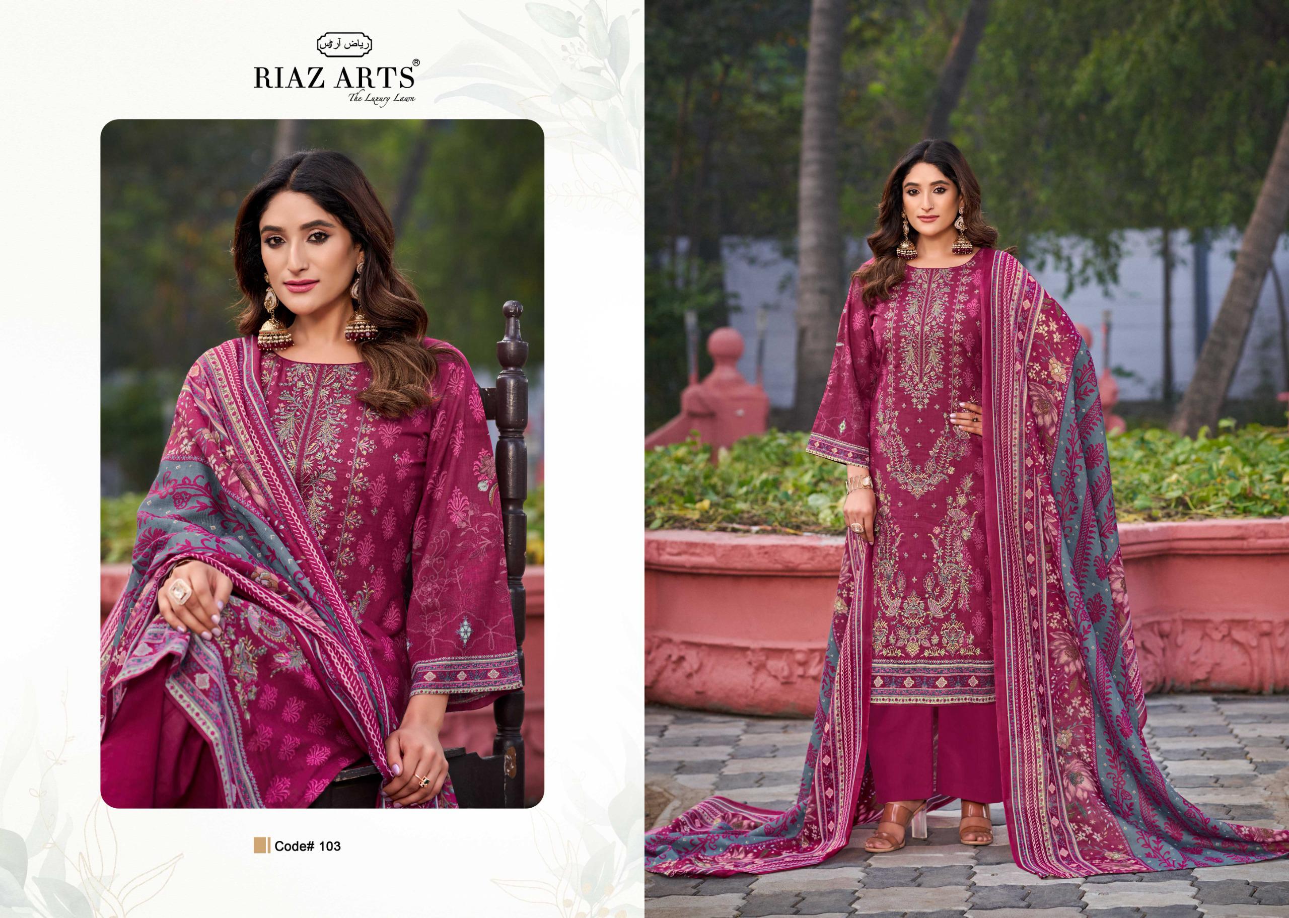 Riaz Arts Elan Vol 2 Lawn Cotton Printed Wholesale Dress Material Catalog - Image 6