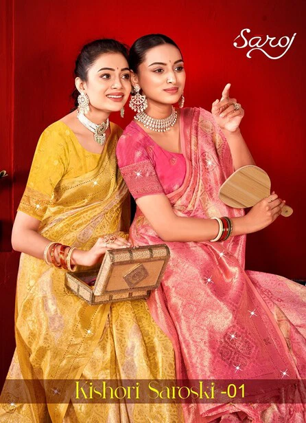 Saroj Kishori Saroski Vol 1 Linen Party Wear Silk Wholesale Saree Collection