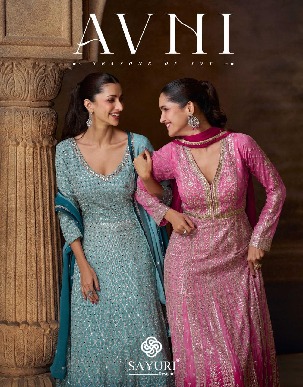 Sayuri Designer Avni Premium Chinon Silk Wholesale Catalog.