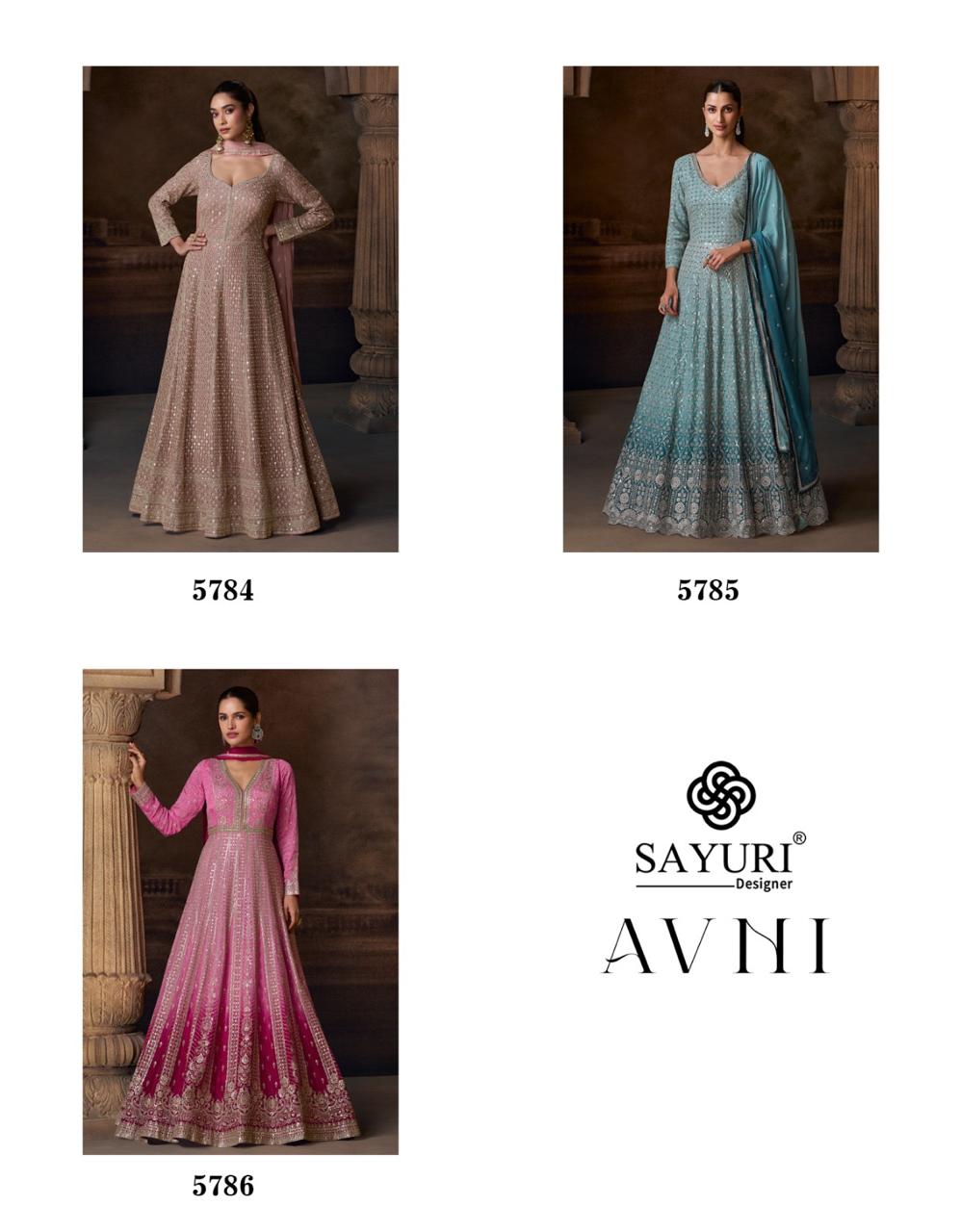 Sayuri Designer Avni Premium Chinon Silk Gown With Dupatta Wholesale Catalog - Image 5