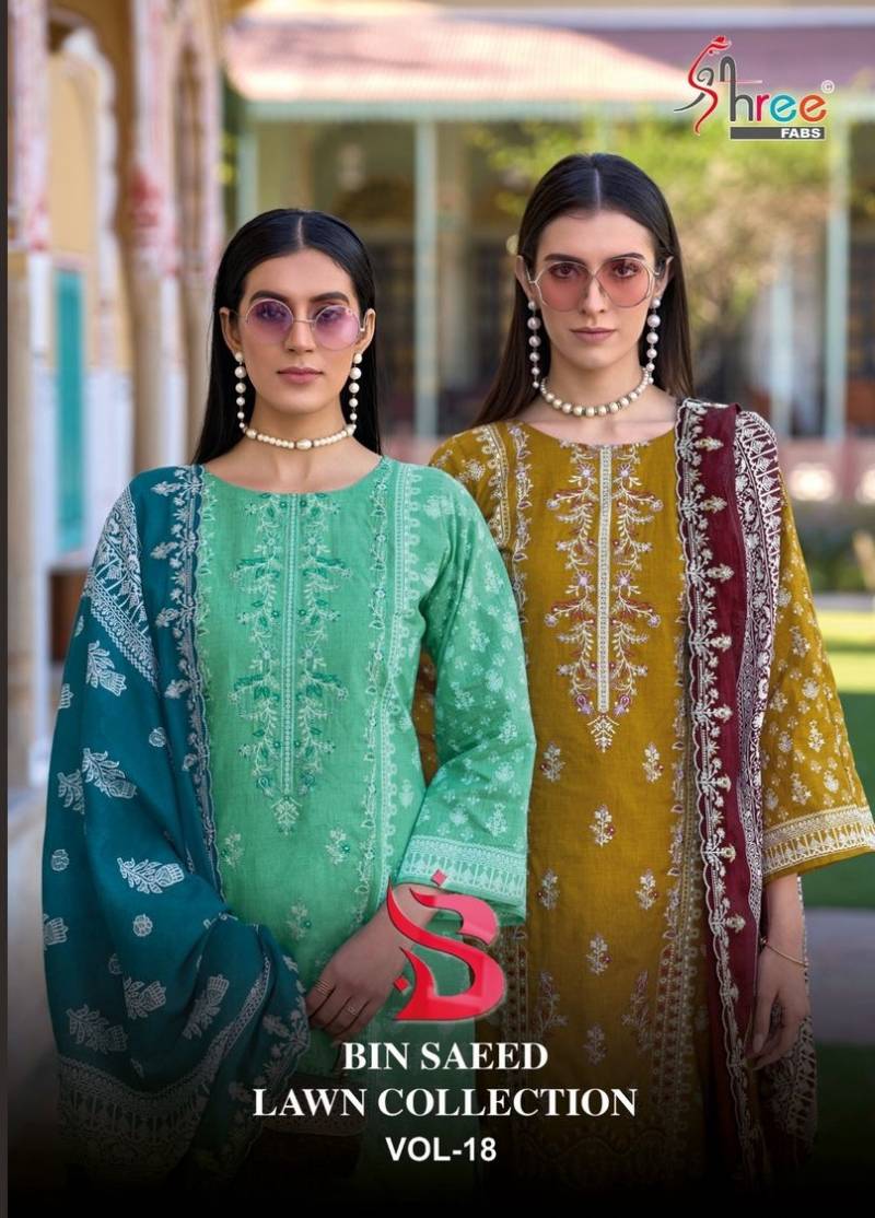 Shree Bin Saeed Lawn Collection Vol 18 Cotton Wholesale Pakistani Salwar Kameez Catalog