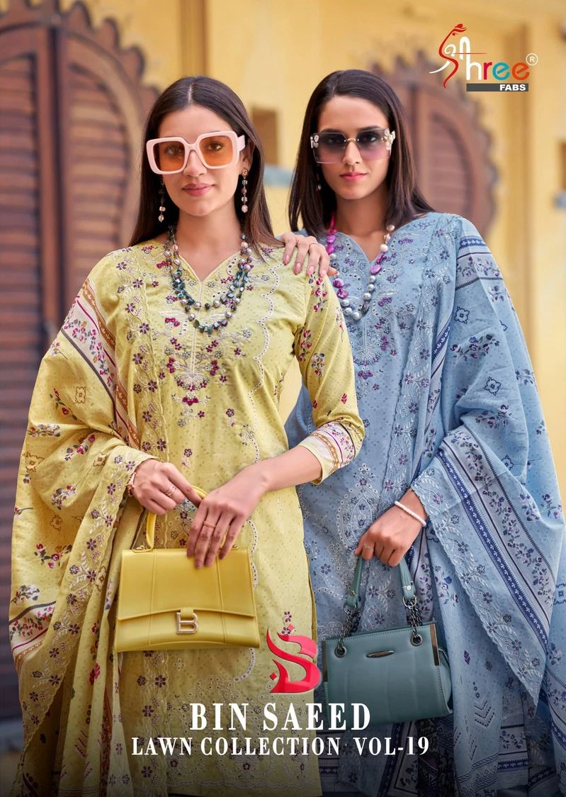Shree Bin Saeed Lawn Collection Vol 19 Cotton Wholesale Pakistani Salwar Kameez Collection