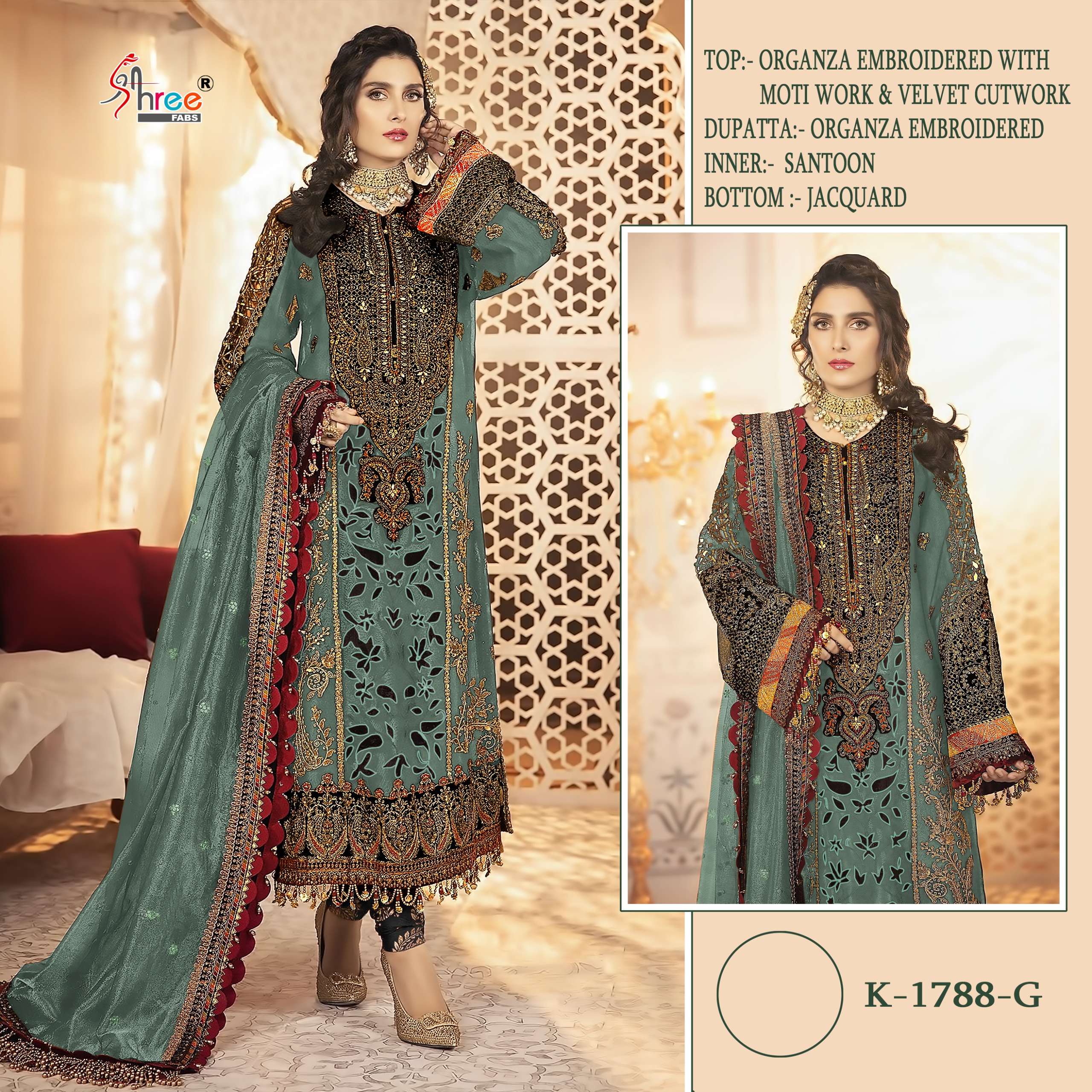 Shree K 1788 Organza Embroidered Wholesale Pakistani Eid Collection - Image 2