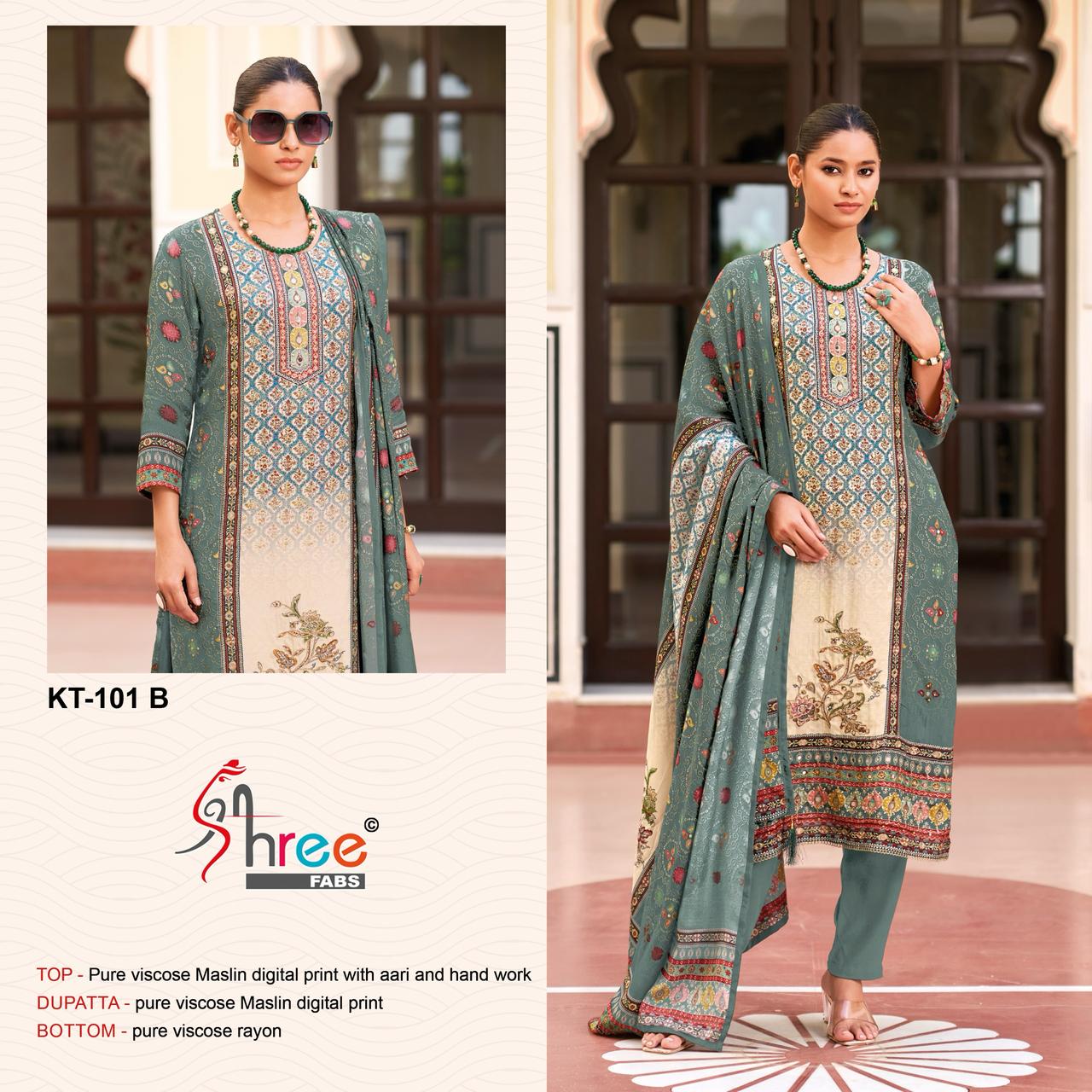 Shree Kt 101 Viscose Maslin Digital Printed Wholesale Pakistani Eid Collection - Image 2