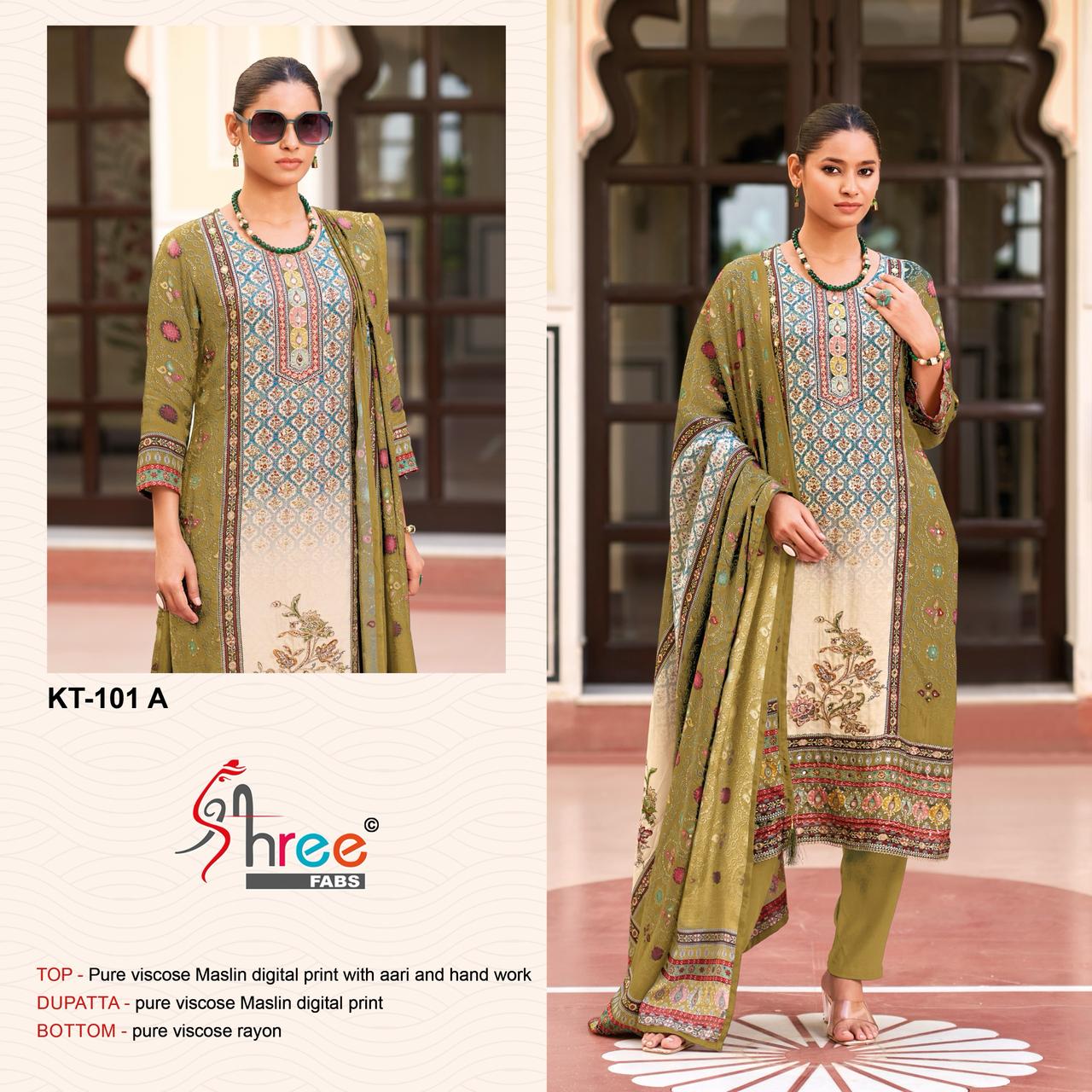 Shree Kt 101 Viscose Maslin Digital Printed Wholesale Pakistani Eid Collection - Image 3