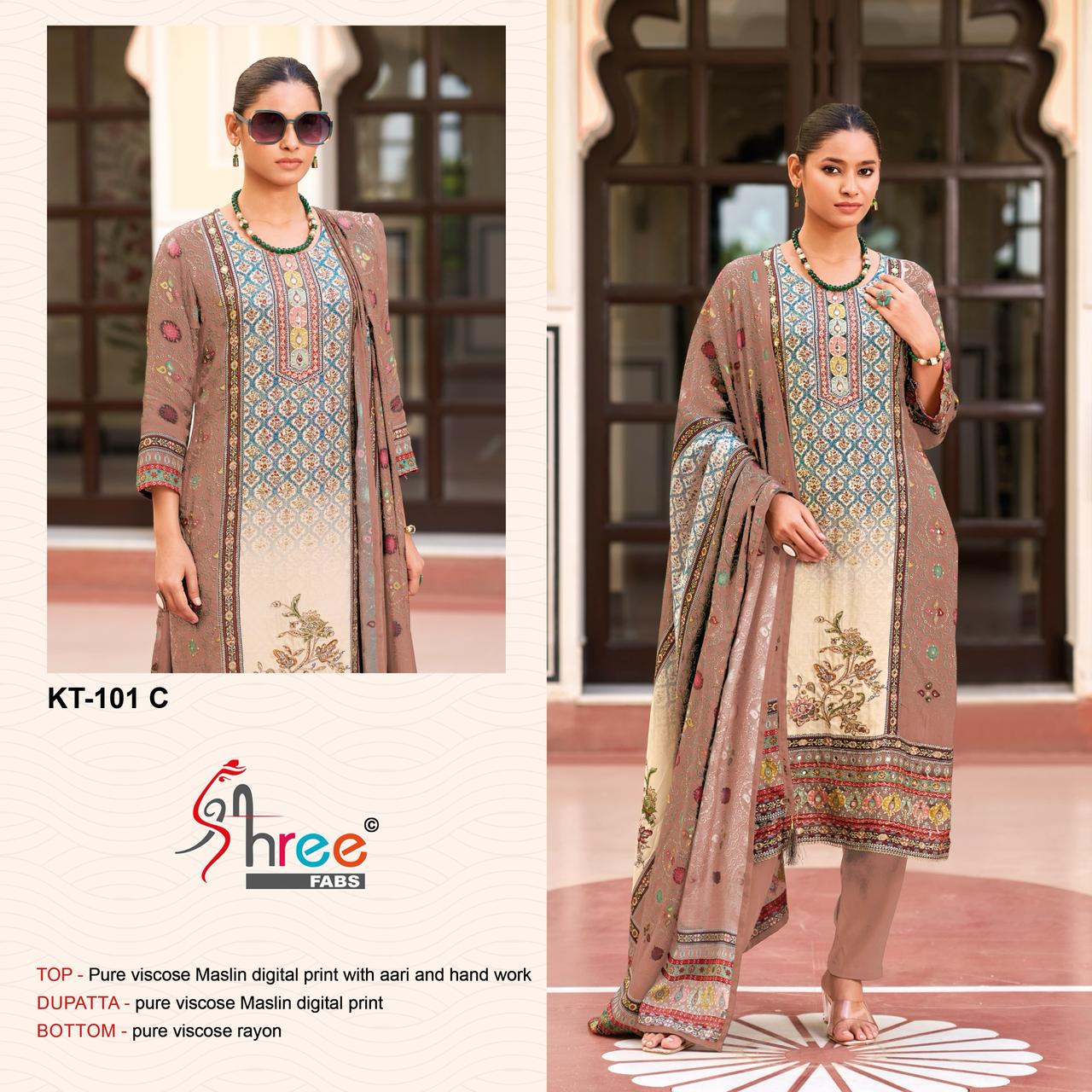 Shree Kt 101 Viscose Maslin Digital Printed Wholesale Pakistani Eid Collection - Image 4