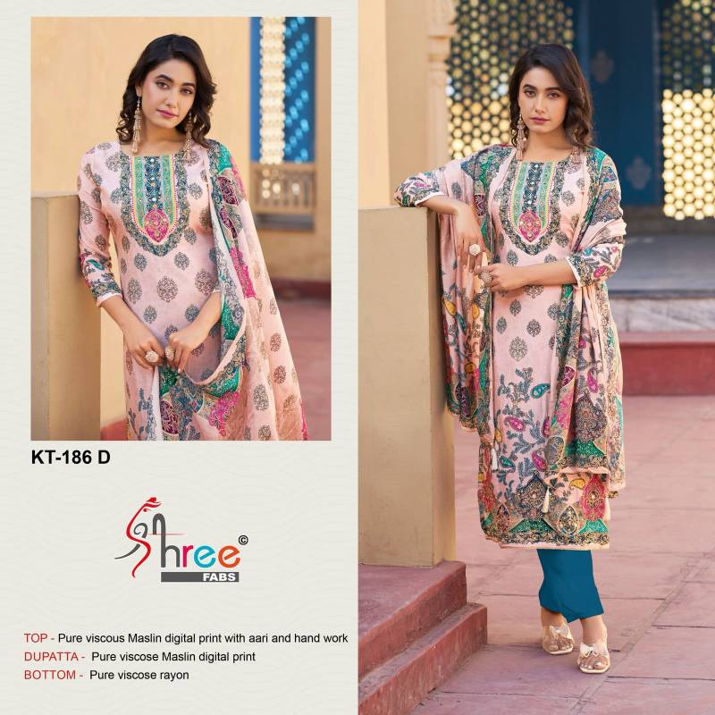 Shree Kt 186 Viscose Maslin Digital Printed Wholesale Pakistani Salwar Suits Collection - Image 2