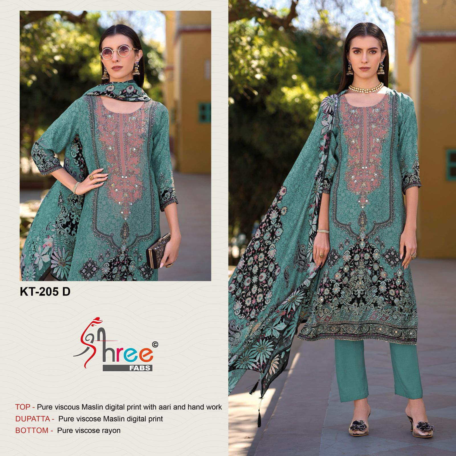 Shree Kt 205 Viscose Maslin Digital Printed Wholesale Pakistani Eid Collection - Image 2